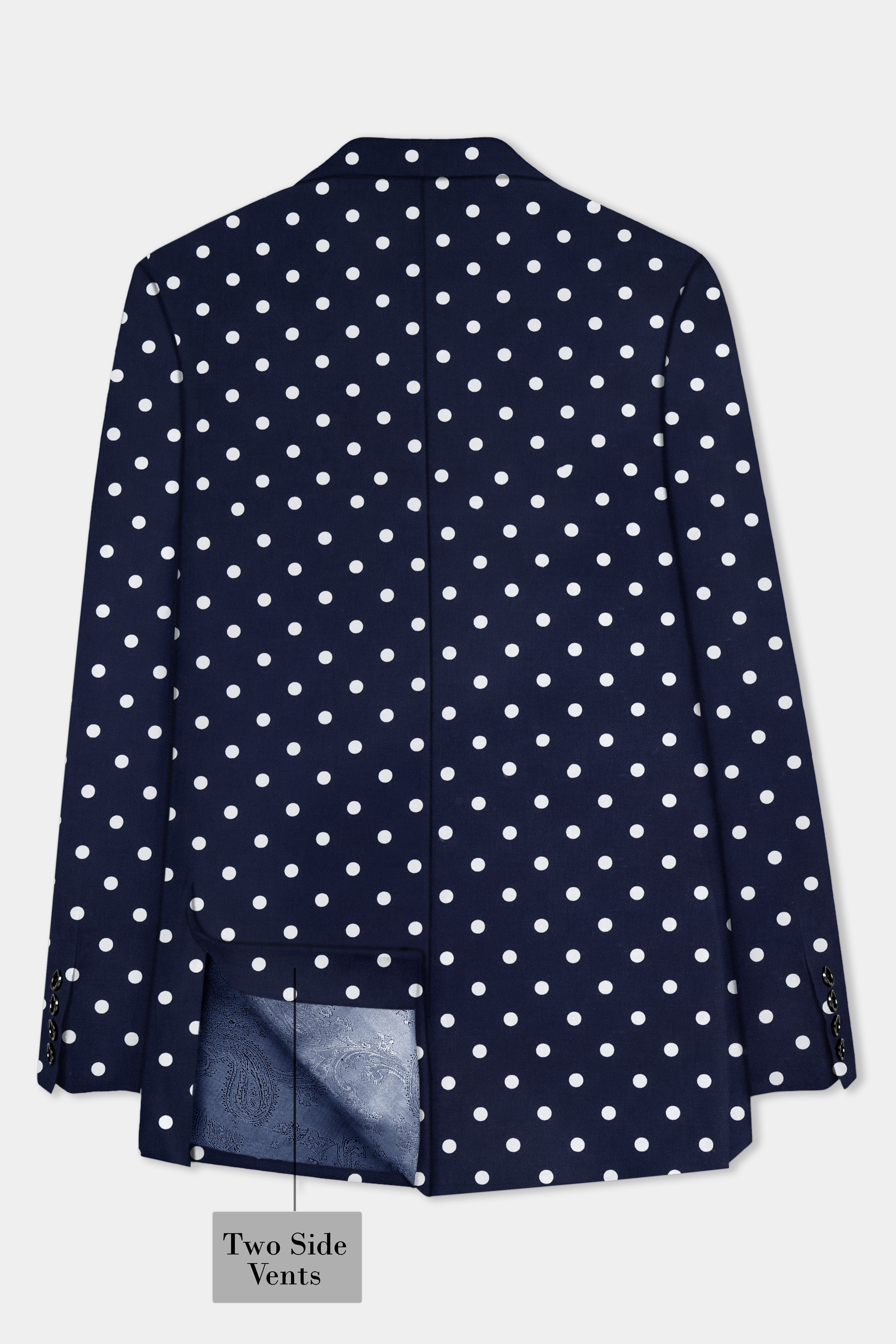 Nile Blue Polka Dots Premium Cotton Blazer