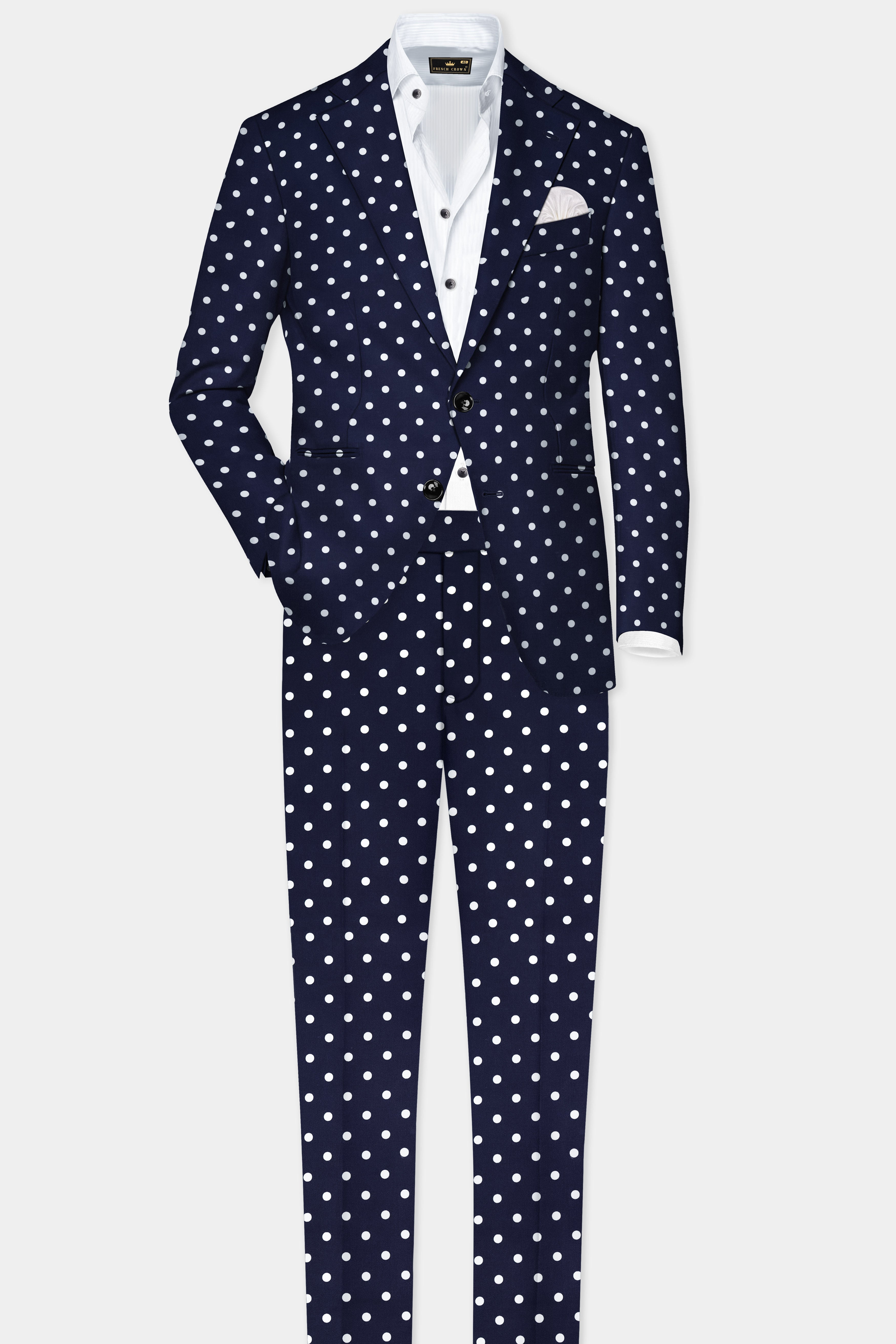 Nile Blue Polka Dots Premium Cotton Blazer