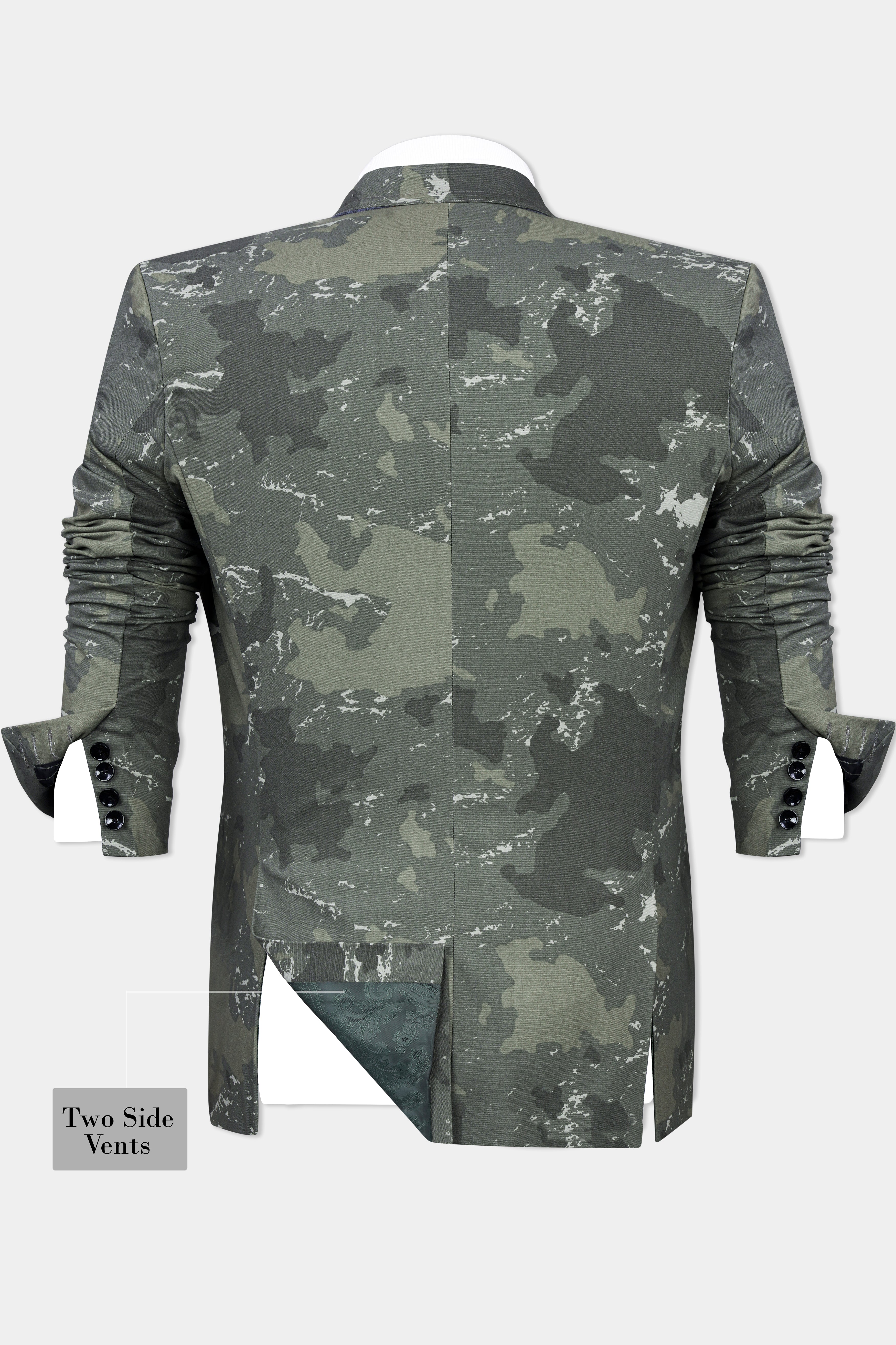 Flint Green with Fuscous Green Camouflage Premium Cotton Blazer BL3017-SB-D110-36, BL3017-SB-D110-38, BL3017-SB-D110-40, BL3017-SB-D110-42, BL3017-SB-D110-44, BL3017-SB-D110-46, BL3017-SB-D110-48, BL3017-SB-D110-50, BL3017-SB-D110-52, BL3017-SB-D110-54, BL3017-SB-D110-56, BL3017-SB-D110-58, BL3017-SB-D110-60