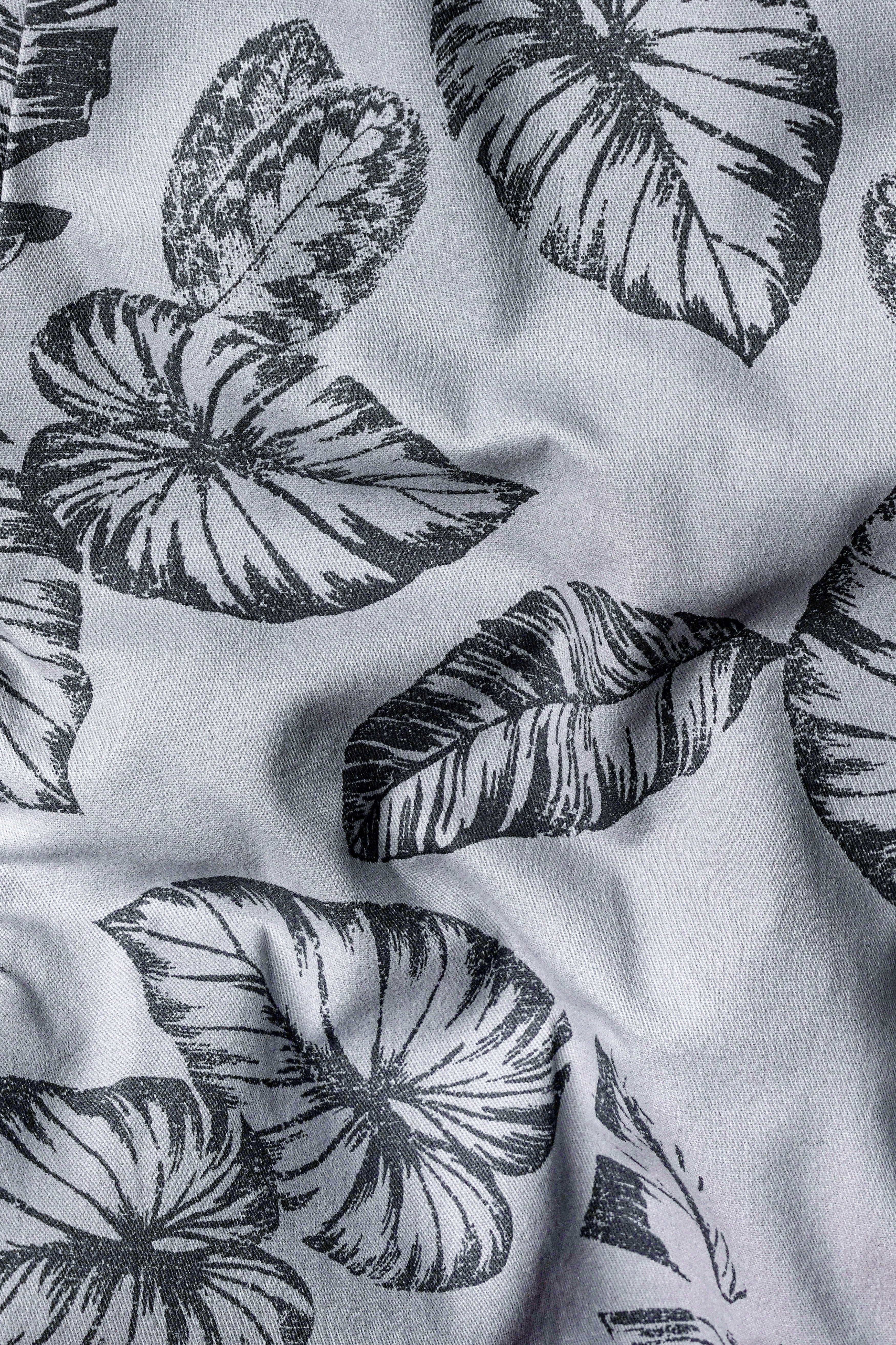 Gainsboro and Comet Gray Leaves Printed Premium Cotton Blazer BL3019-SB-36, BL3019-SB-38, BL3019-SB-40, BL3019-SB-42, BL3019-SB-44, BL3019-SB-46, BL3019-SB-48, BL3019-SB-50, BL3019-SB-52, BL3019-SB-54, BL3019-SB-56, BL3019-SB-58, BL3019-SB-60