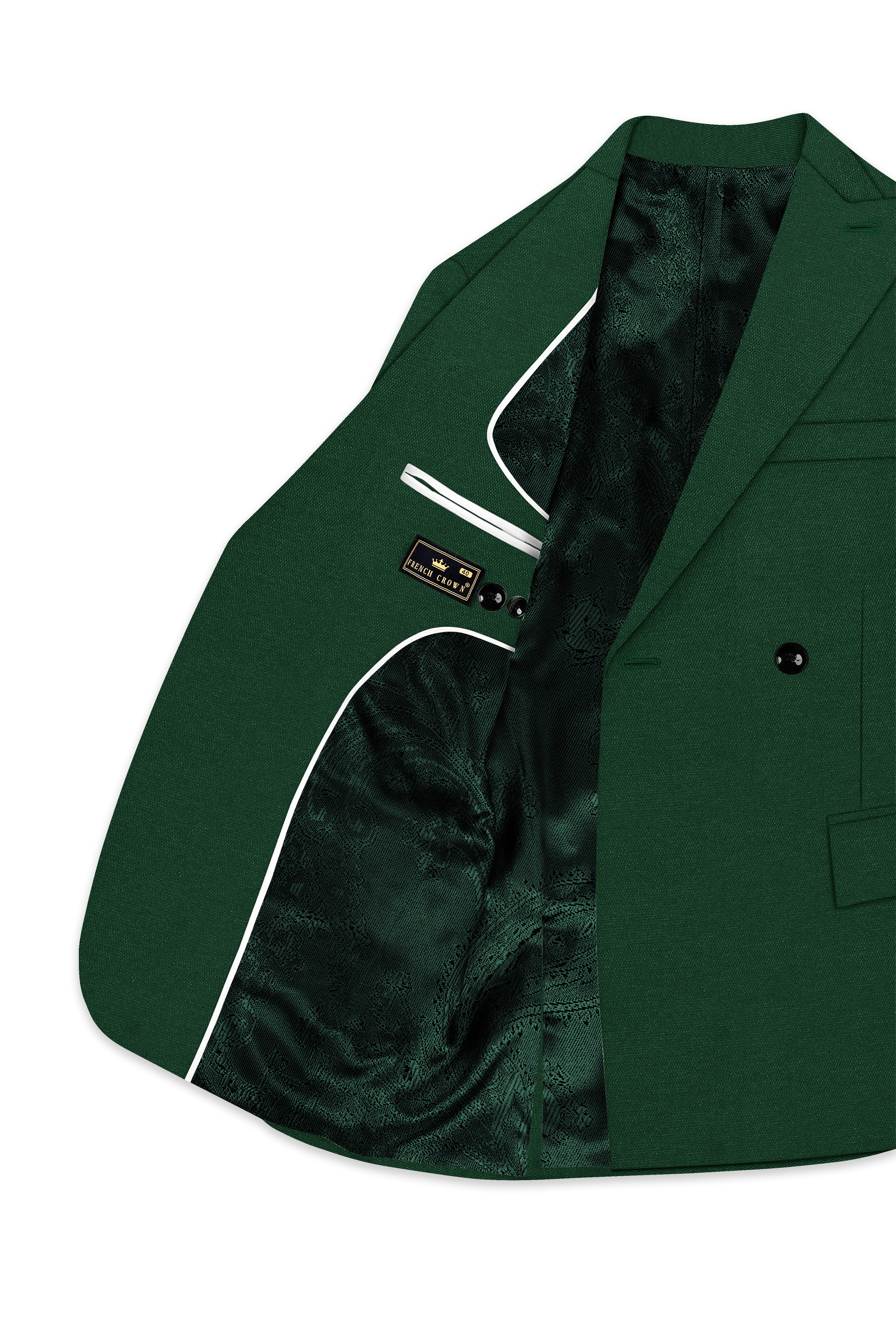 Basil Green Wool Rich Double-Breasted Blazer