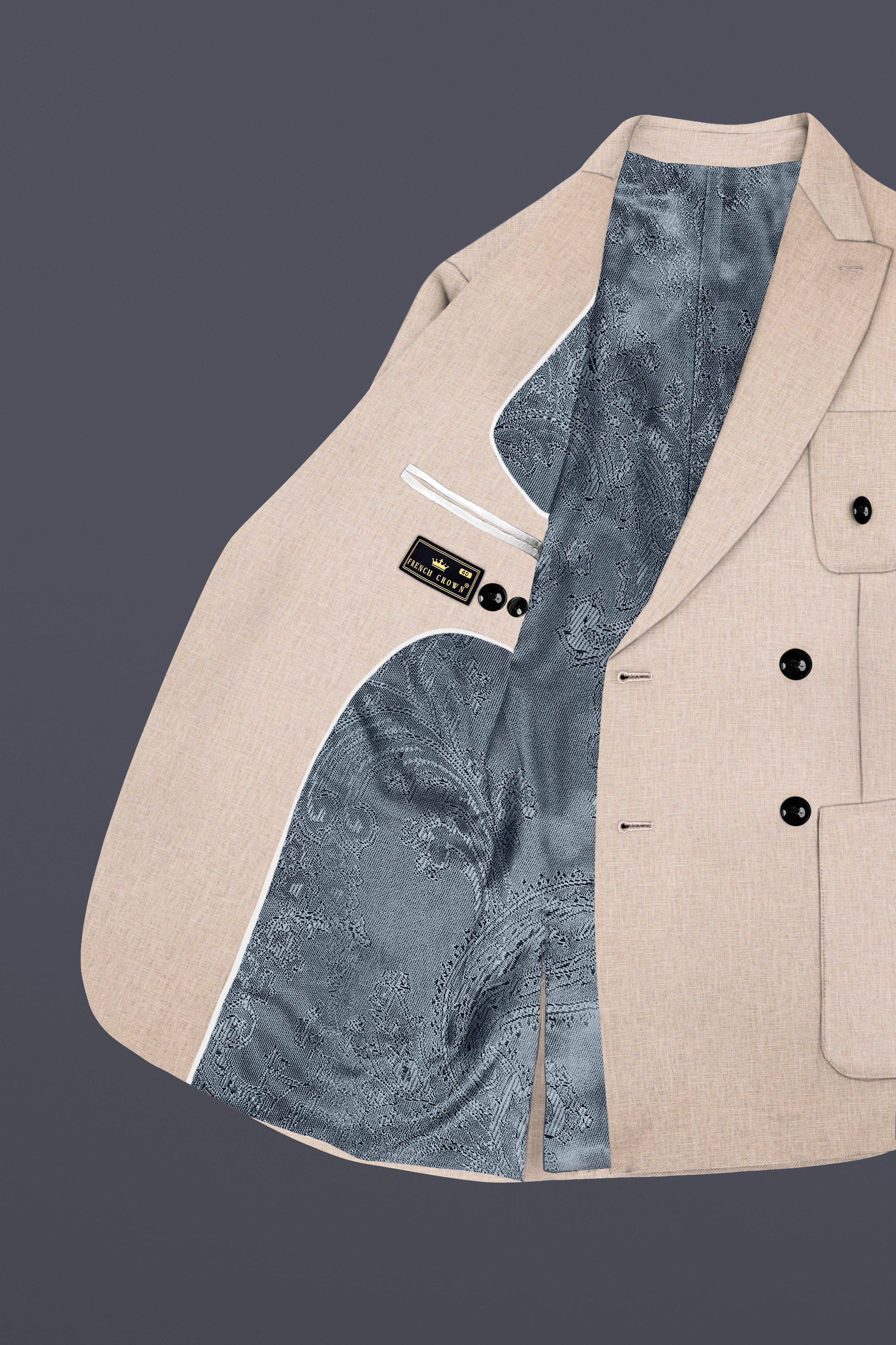 Cashmere Beige Luxurious Linen Double Breasted Sports Blazer