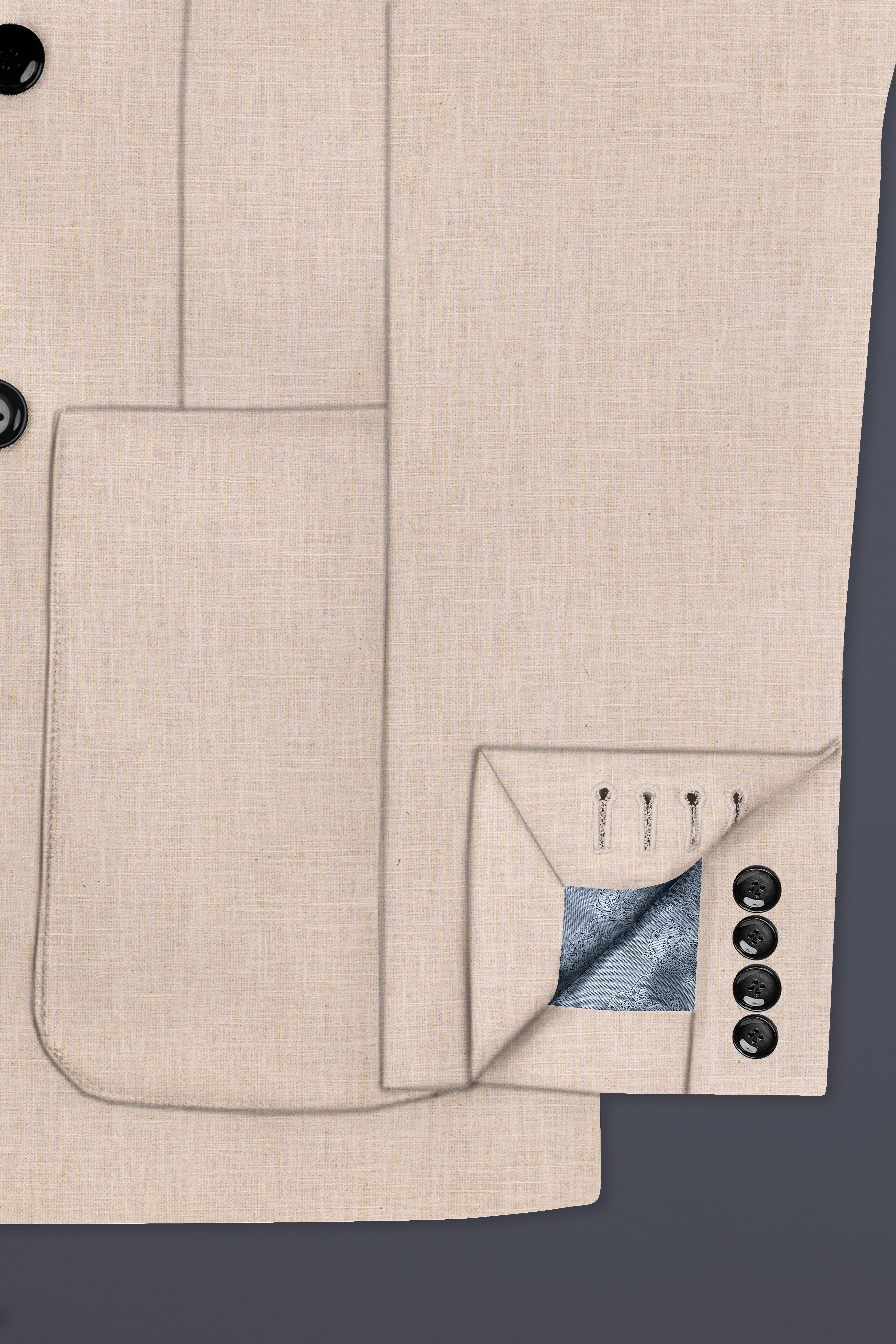 Cashmere Beige Luxurious Linen Double Breasted Sports Blazer