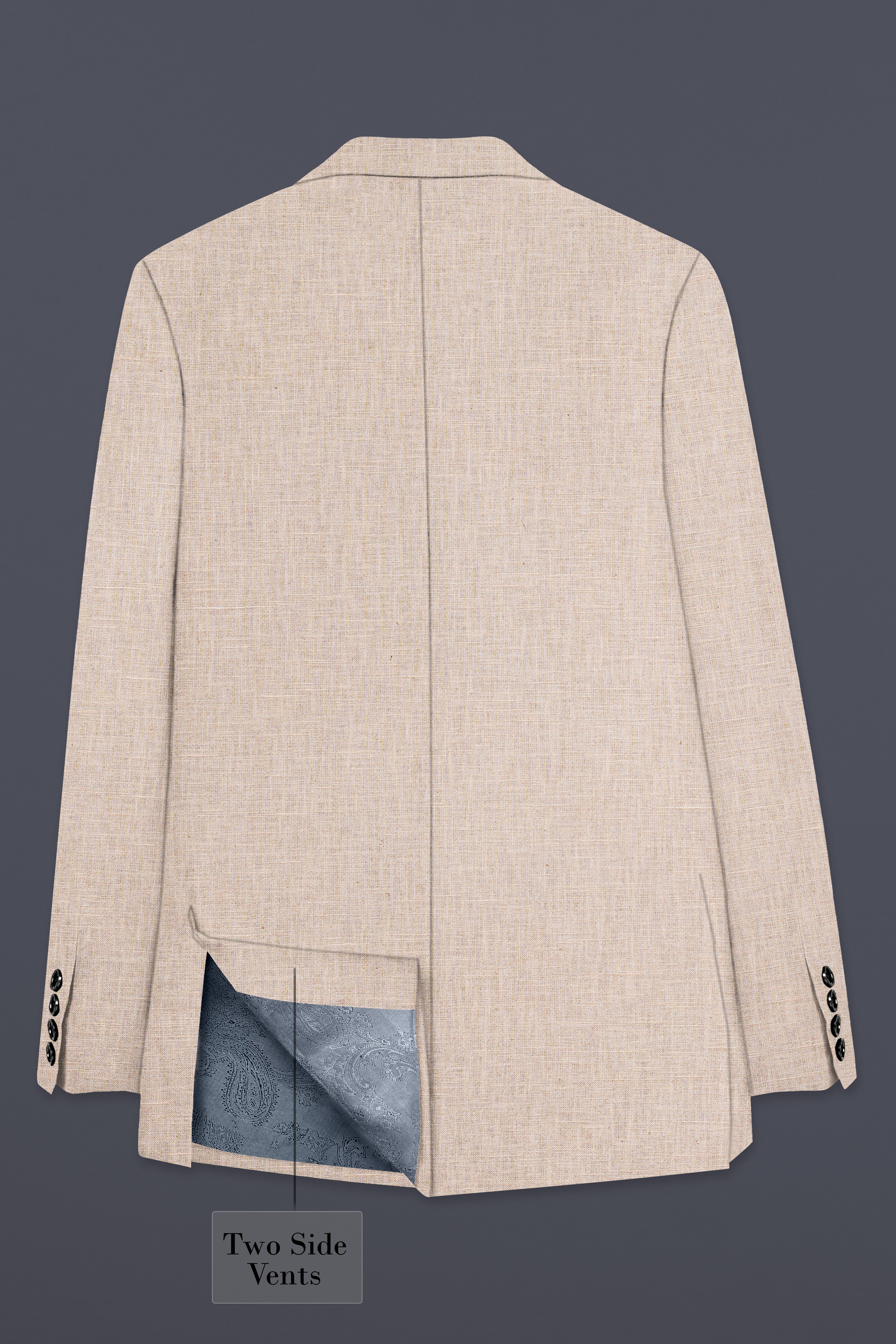 Cashmere Beige Luxurious Linen Double Breasted Sports Blazer