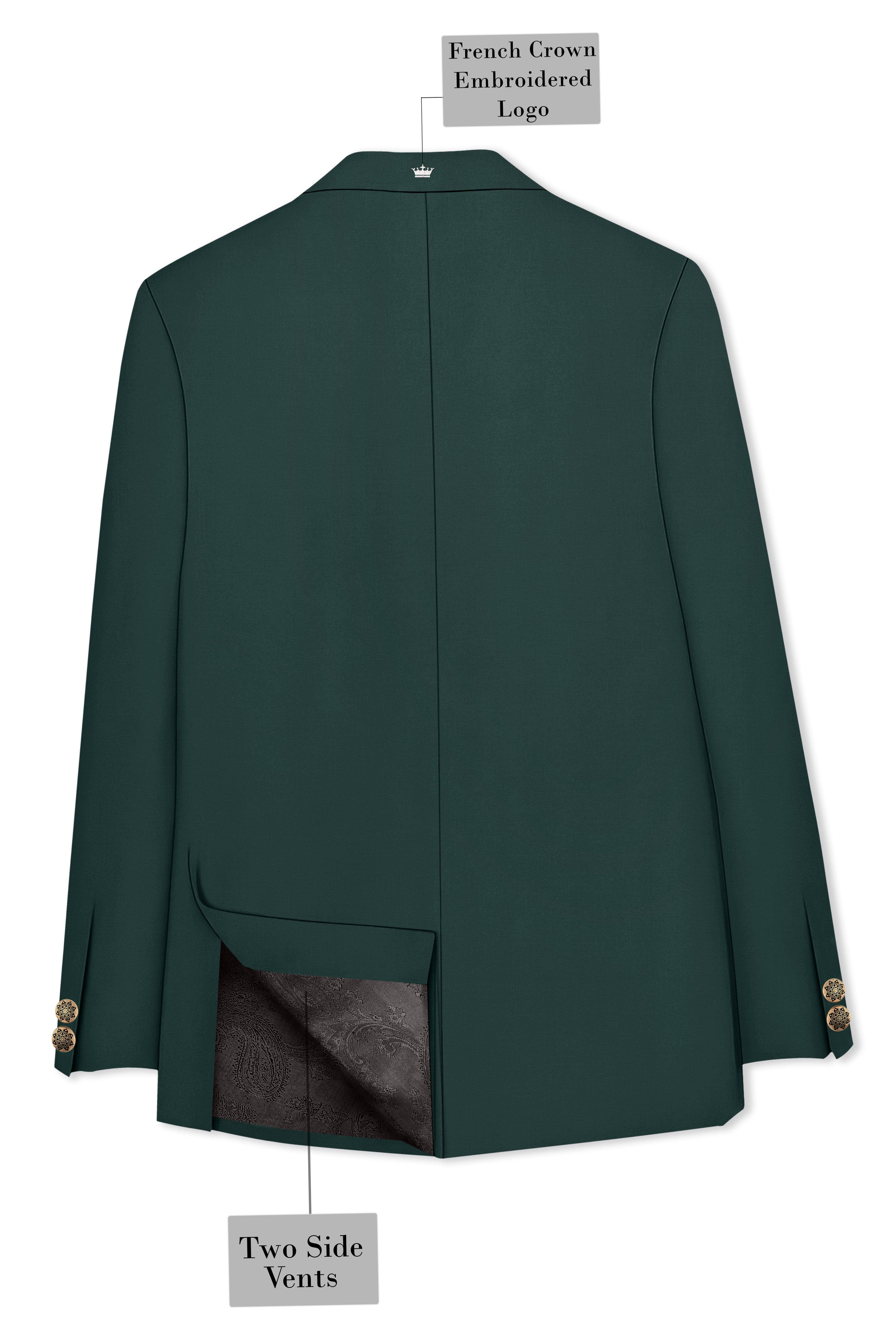 Gable Green Cross Placket Wool Rich Bandhgala Blazer