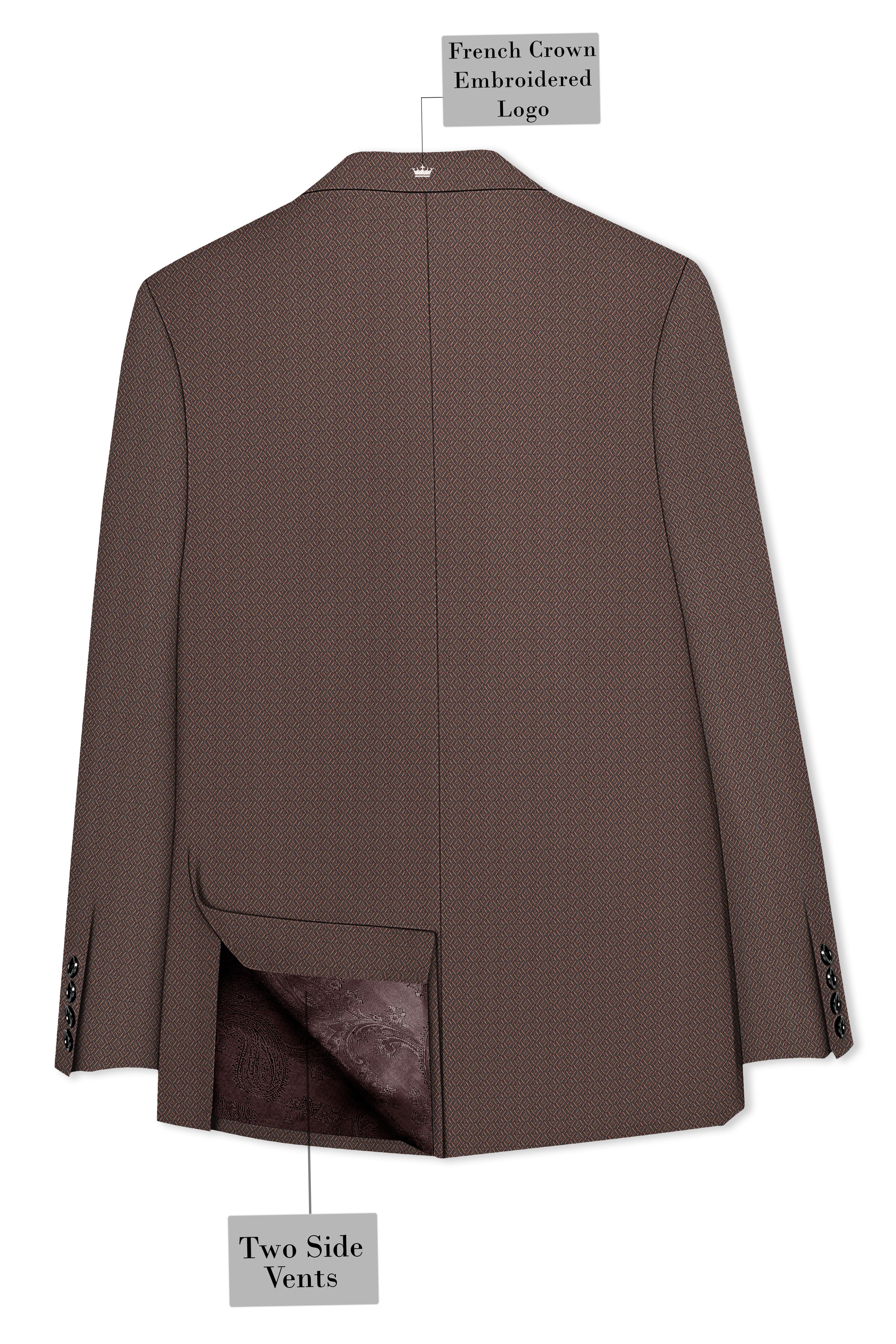 Hemp Brown Cross Placket Wool Rich Bandhgala Blazer
