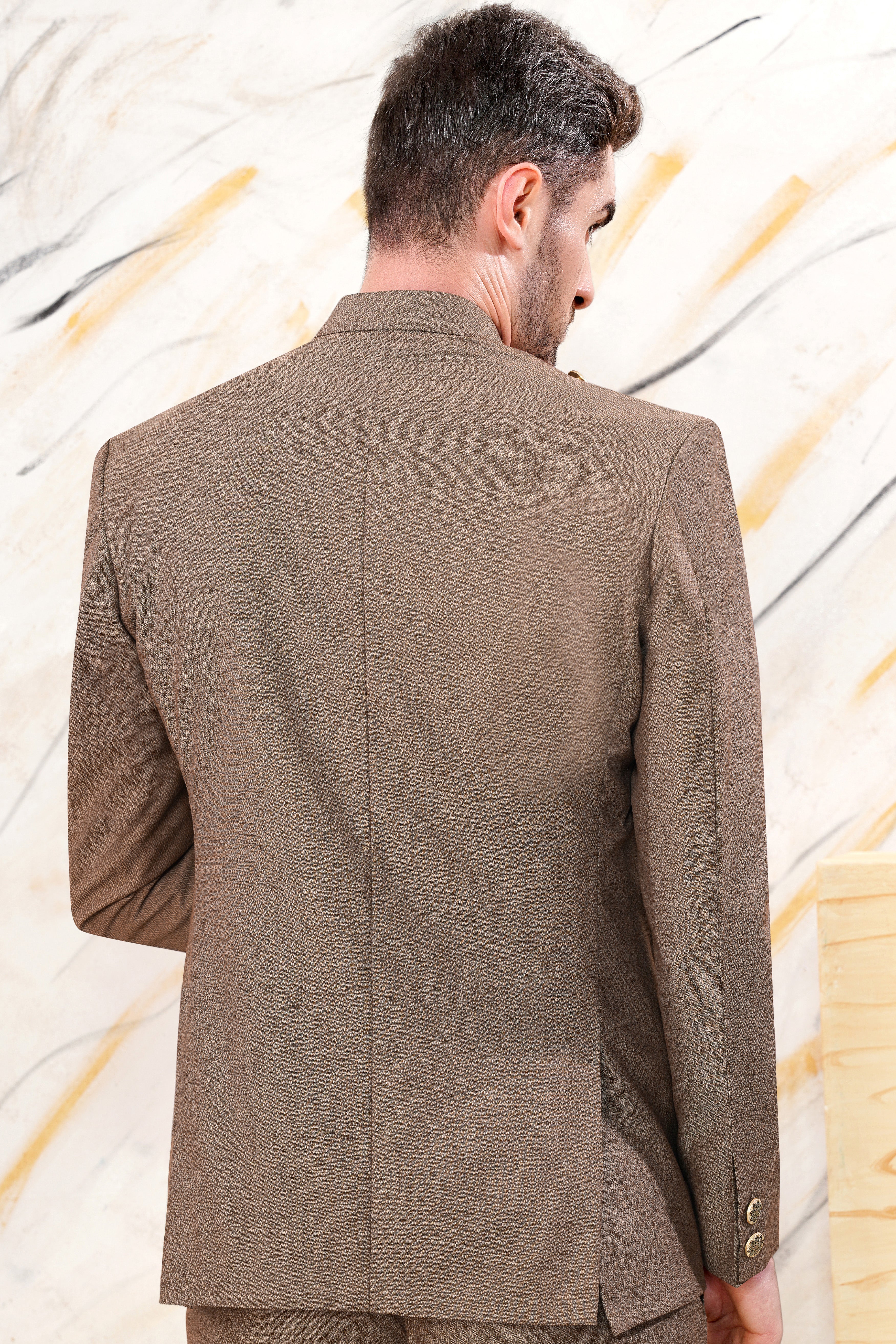 Hemp Brown Cross Buttoned Wool Rich Bandhgala Blazer BL3058-CBG2-36, BL3058-CBG2-38, BL3058-CBG2-40, BL3058-CBG2-42, BL3058-CBG2-44, BL3058-CBG2-46, BL3058-CBG2-48, BL3058-CBG2-50, BL3058-CBG2-52, BL3058-CBG2-54, BL3058-CBG2-56, BL3058-CBG2-58, BL3058-CBG2-60