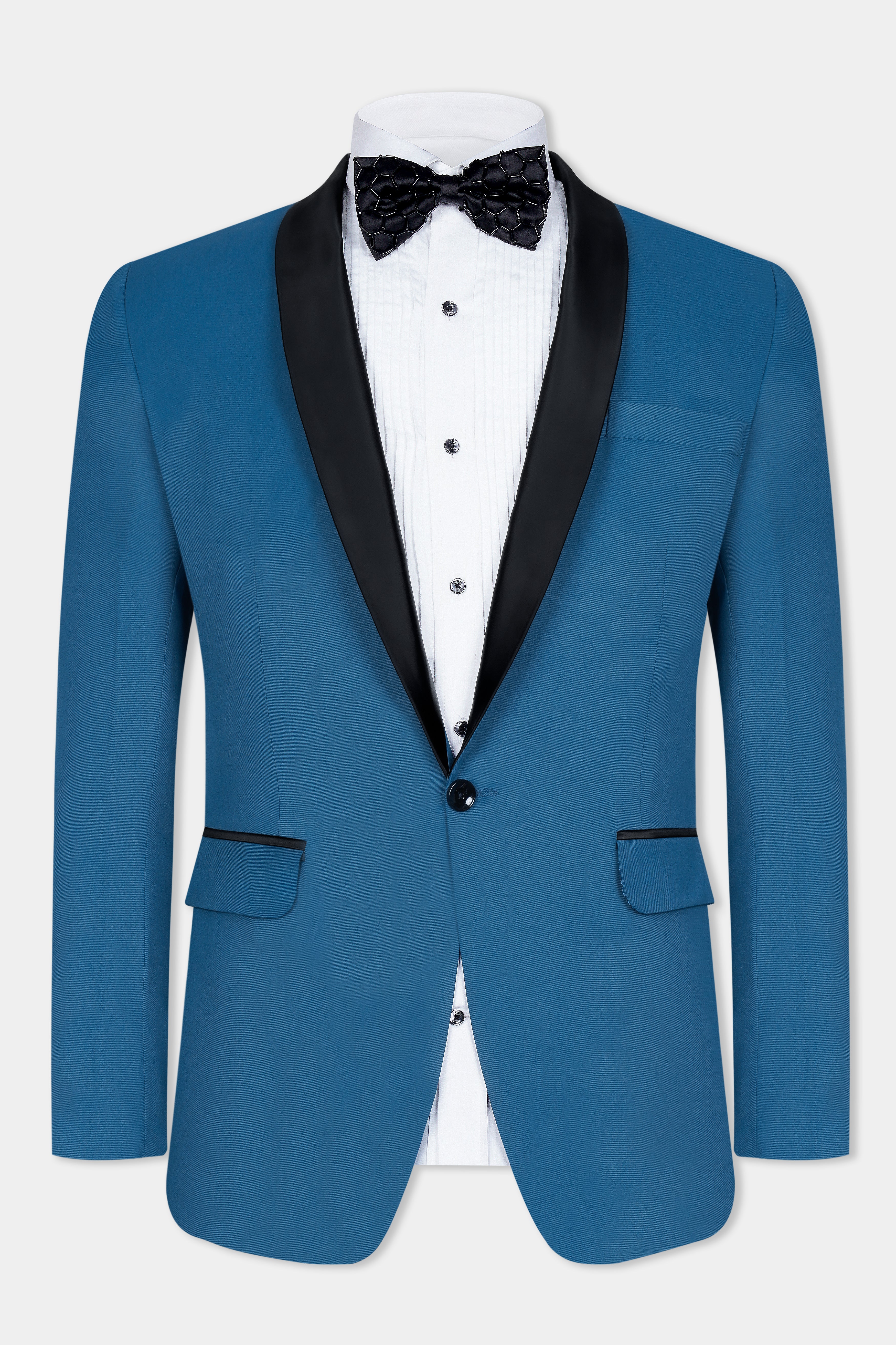 Calypso Blue Wool Rich Tuxedo Blazer BL3064-BKL-36, BL3064-BKL-38, BL3064-BKL-40, BL3064-BKL-42, BL3064-BKL-44, BL3064-BKL-46, BL3064-BKL-48, BL3064-BKL-50, BL3064-BKL-52, BL3064-BKL-54, BL3064-BKL-56, BL3064-BKL-58, BL3064-BKL-60