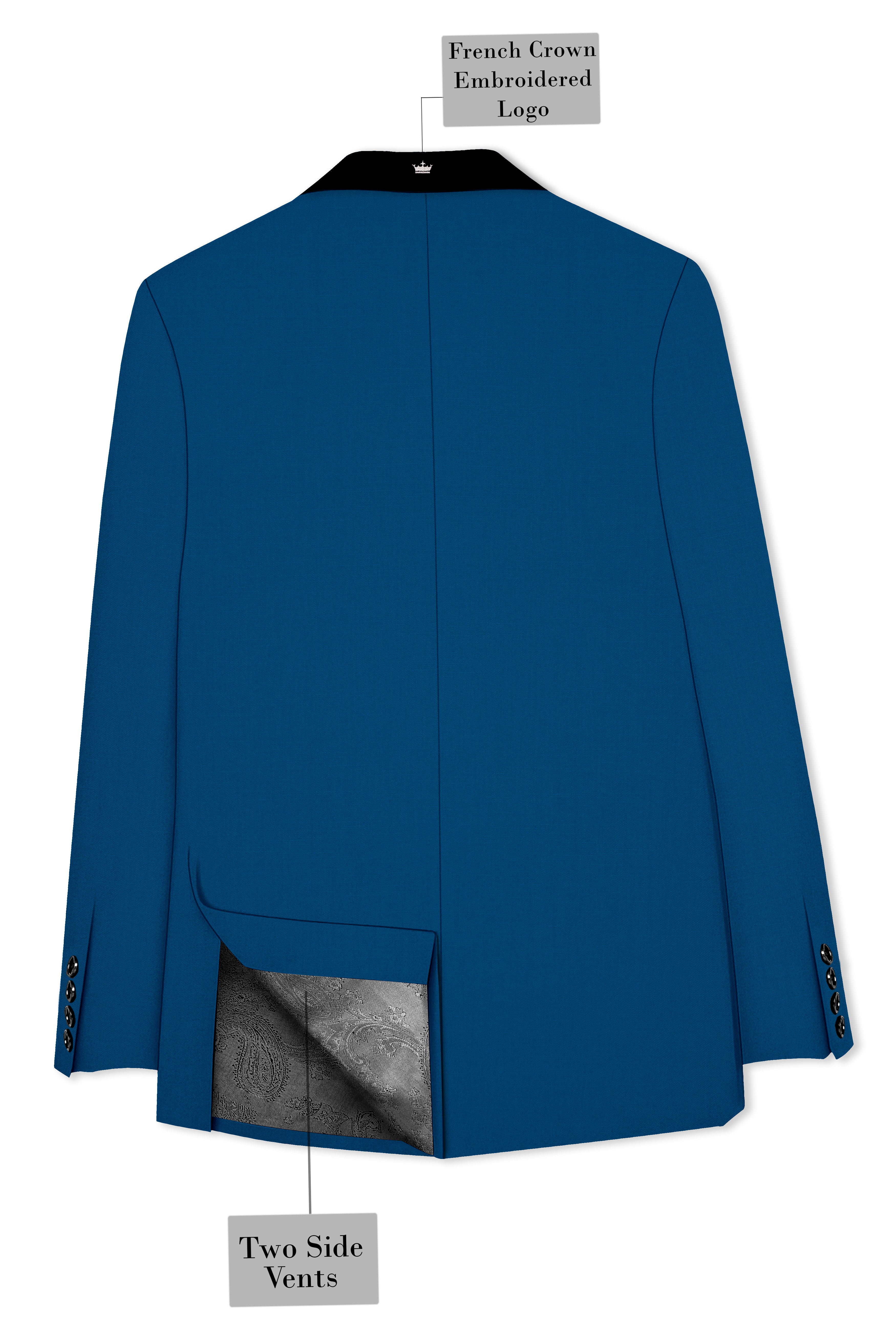 Calypso Blue Wool Rich Tuxedo Blazer