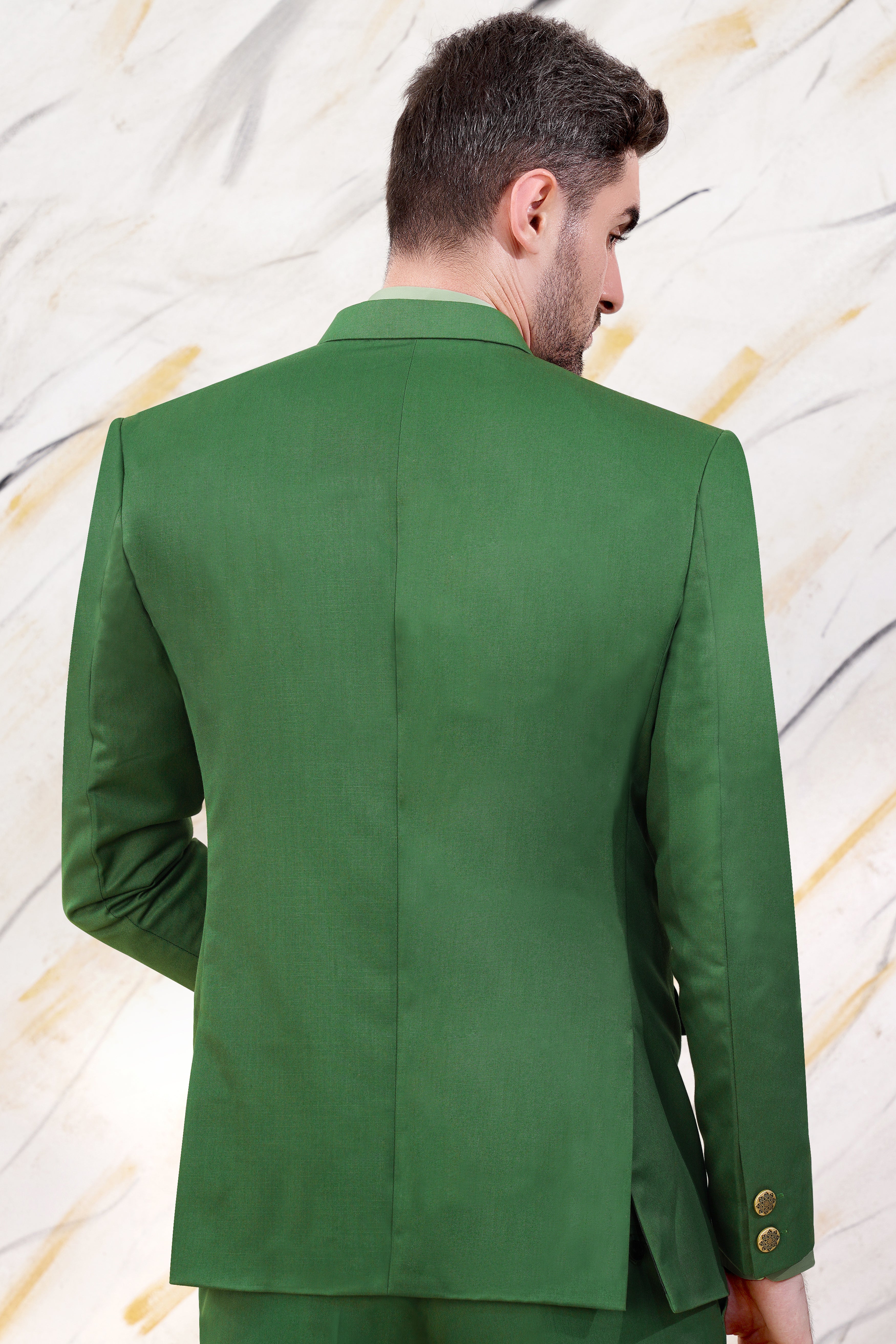 Como Green Cross Buttoned Bandhgala Wool Rich Blazer BL3065-CBG-36, BL3065-CBG-38, BL3065-CBG-40, BL3065-CBG-42, BL3065-CBG-44, BL3065-CBG-46, BL3065-CBG-48, BL3065-CBG-50, BL3065-CBG-52, BL3065-CBG-54, BL3065-CBG-56, BL3065-CBG-58, BL3065-CBG-60