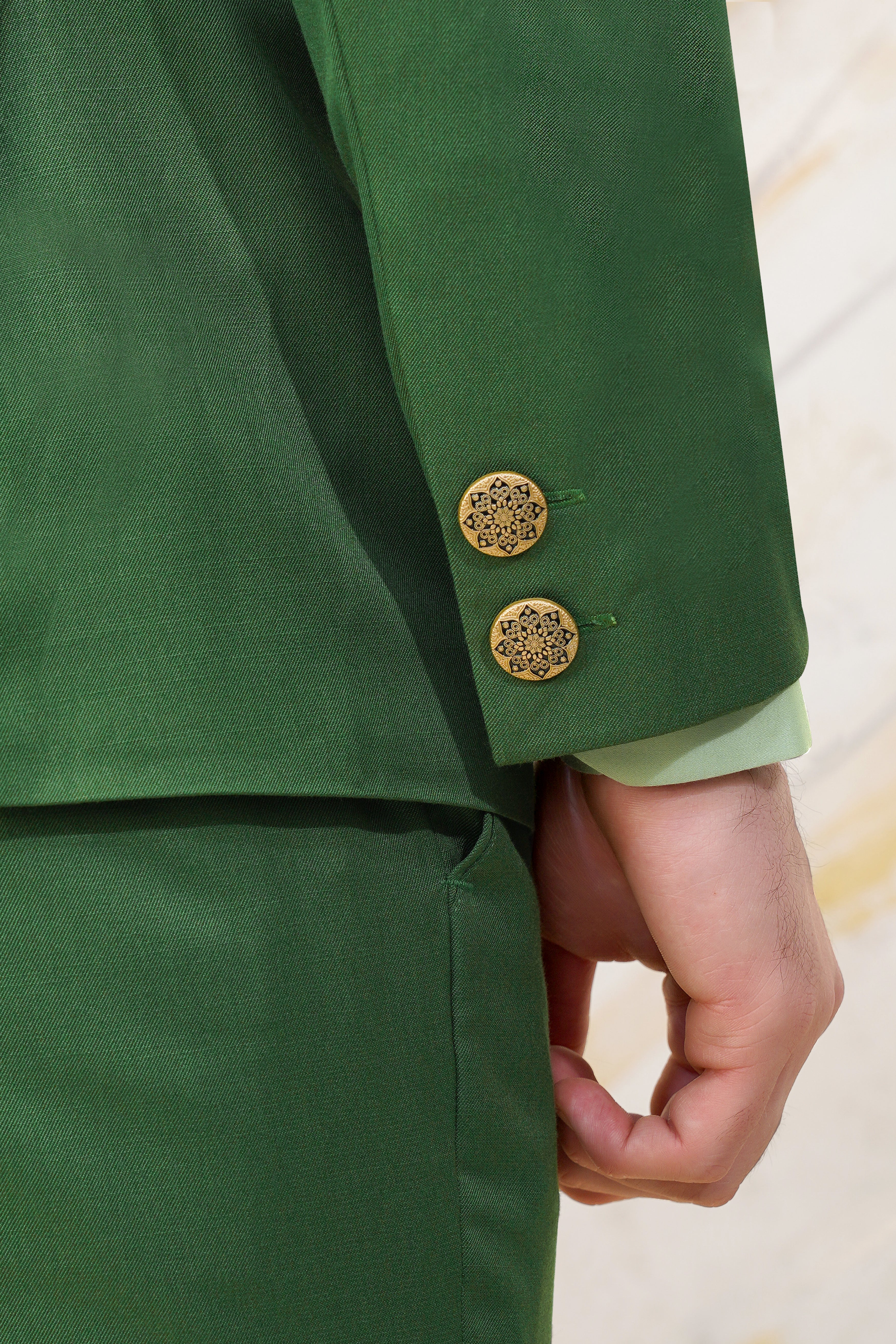 Como Green Cross Buttoned Bandhgala Wool Rich Blazer BL3065-CBG-36, BL3065-CBG-38, BL3065-CBG-40, BL3065-CBG-42, BL3065-CBG-44, BL3065-CBG-46, BL3065-CBG-48, BL3065-CBG-50, BL3065-CBG-52, BL3065-CBG-54, BL3065-CBG-56, BL3065-CBG-58, BL3065-CBG-60