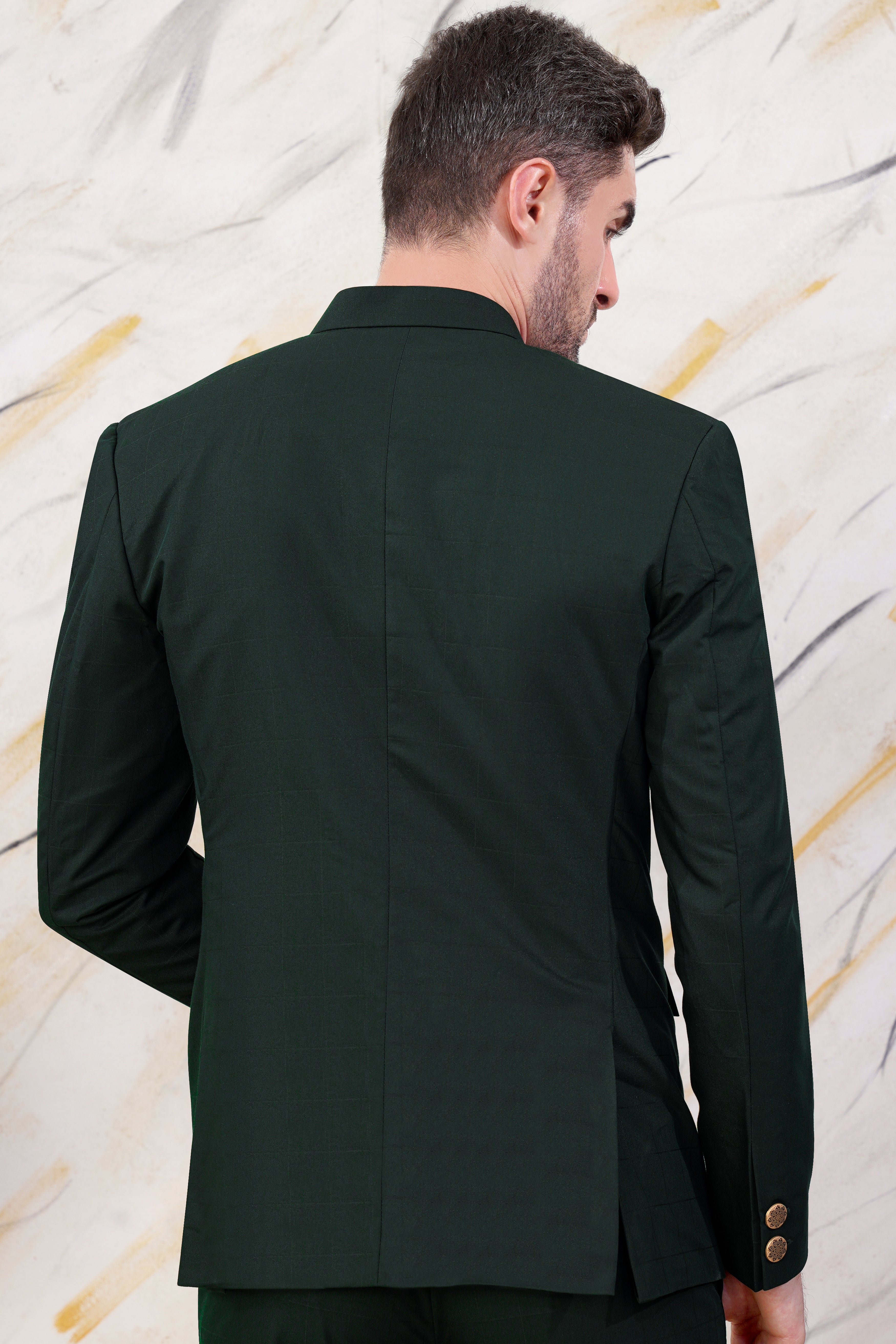 Sacramento Green Cross Buttoned Bandhgala Wool Rich Blazer BL3066-CBG-36, BL3066-CBG-38, BL3066-CBG-40, BL3066-CBG-42, BL3066-CBG-44, BL3066-CBG-46, BL3066-CBG-48, BL3066-CBG-50, BL3066-CBG-52, BL3066-CBG-54, BL3066-CBG-56, BL3066-CBG-58, BL3066-CBG-60