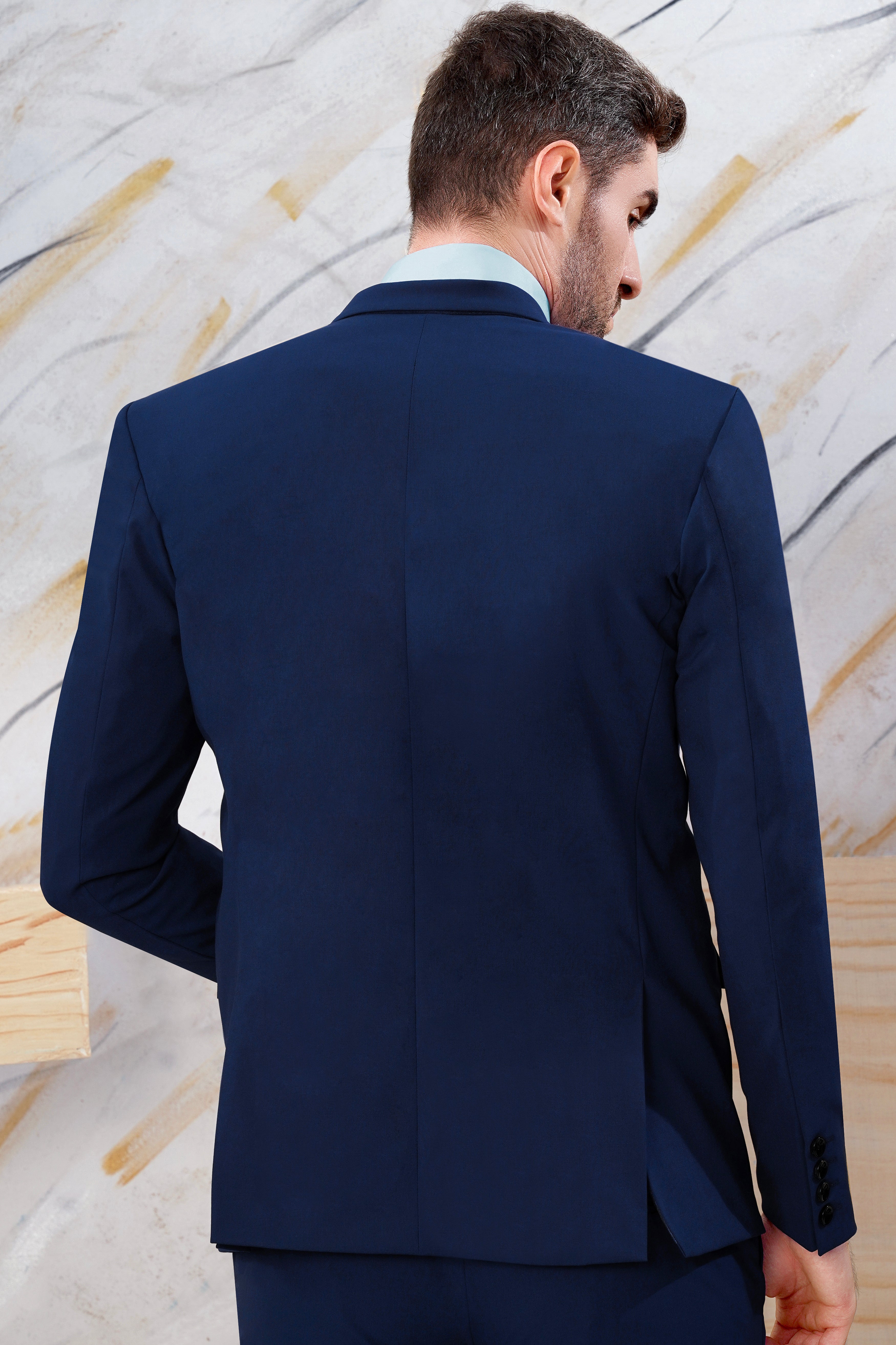 Midnight Blue Wool Rich Stretchable Traveler Blazer BL3081-SB-36, BL3081-SB-38, BL3081-SB-40, BL3081-SB-42, BL3081-SB-44, BL3081-SB-46, BL3081-SB-48, BL3081-SB-50, BL3081-SB-52, BL3081-SB-54, BL3081-SB-56, BL3081-SB-58, BL3081-SB-60