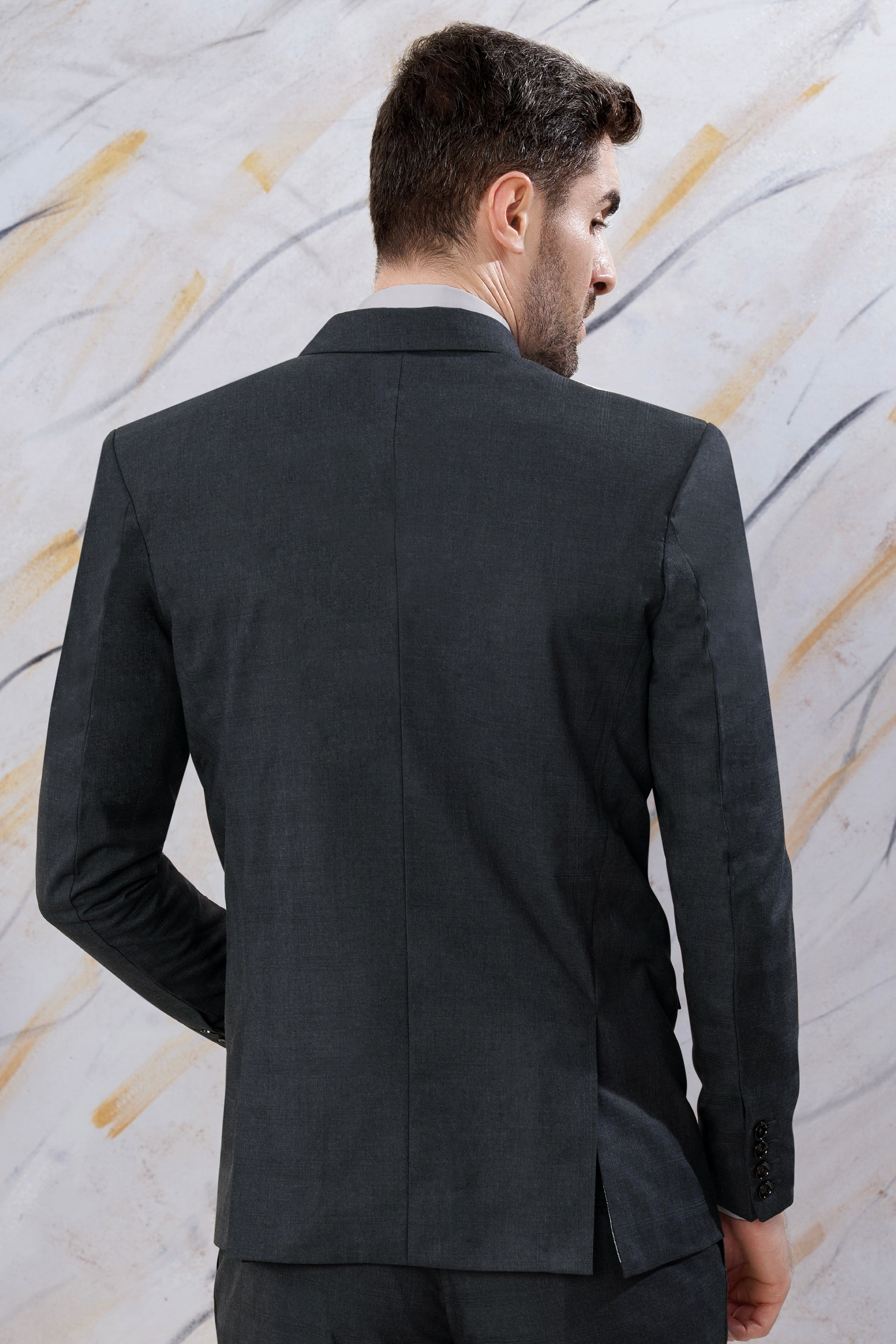 Thunder Gray Checkered Wool Rich Double Breasted Blazer BL3093-DB-36, BL3093-DB-38, BL3093-DB-40, BL3093-DB-42, BL3093-DB-44, BL3093-DB-46, BL3093-DB-48, BL3093-DB-50, BL3093-DB-52, BL3093-DB-54, BL3093-DB-56, BL3093-DB-58, BL3093-DB-60