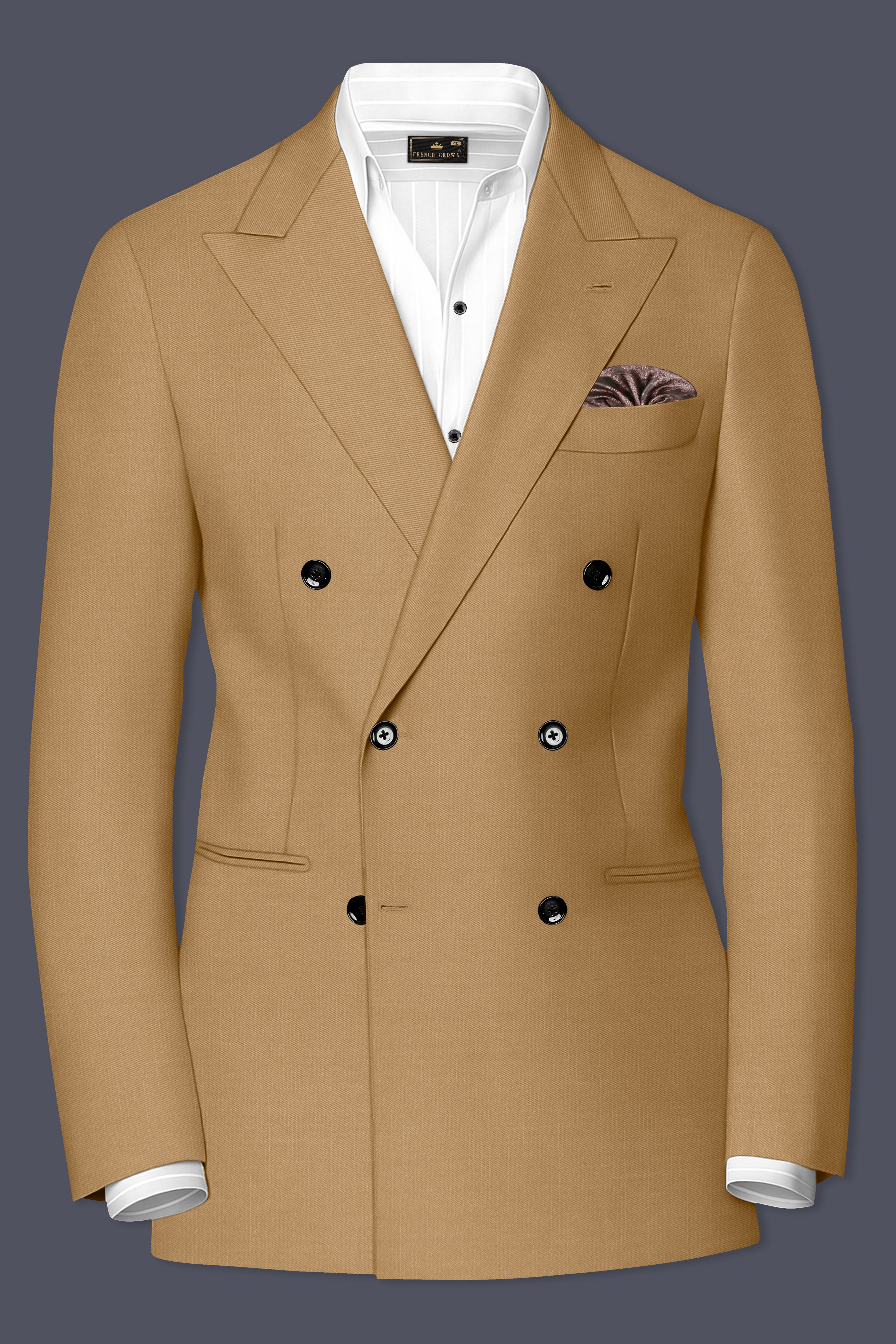 Twine Beige Wool Rich Double Breasted Blazer