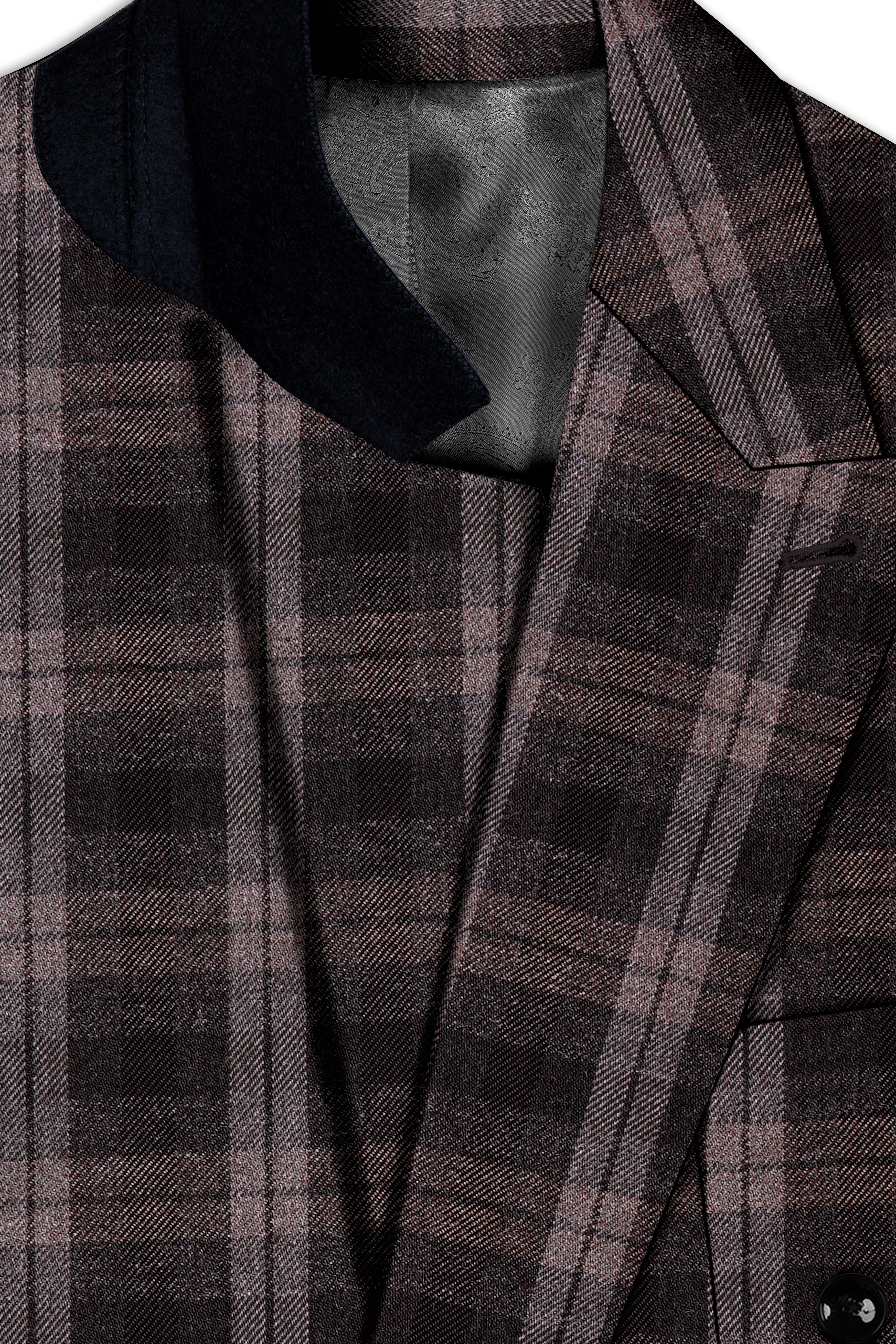 Zeus Black and Concord Gray Plaid Tweed Double Breasted Sports Blazer
