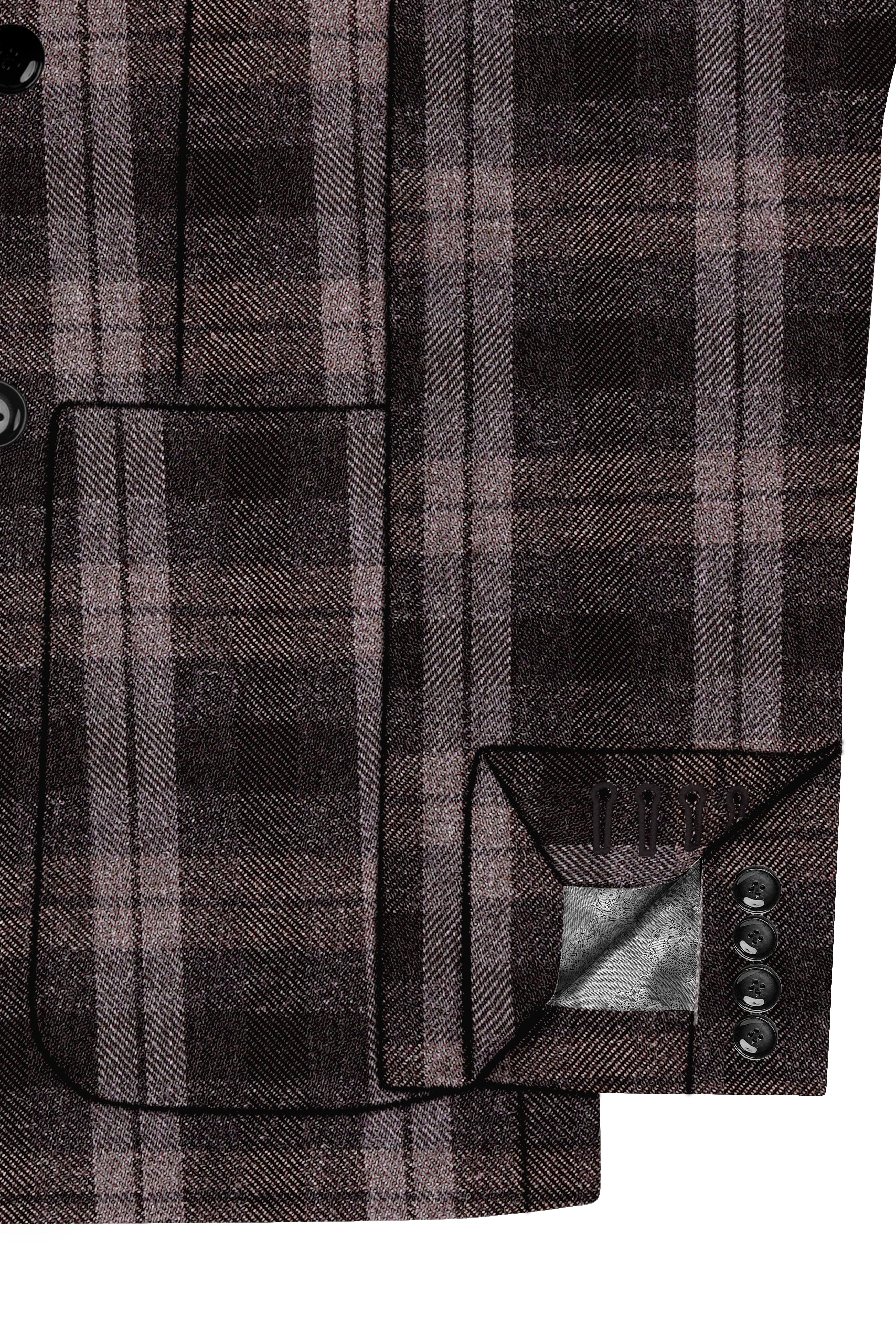 Zeus Black and Concord Gray Plaid Tweed Double Breasted Sports Blazer