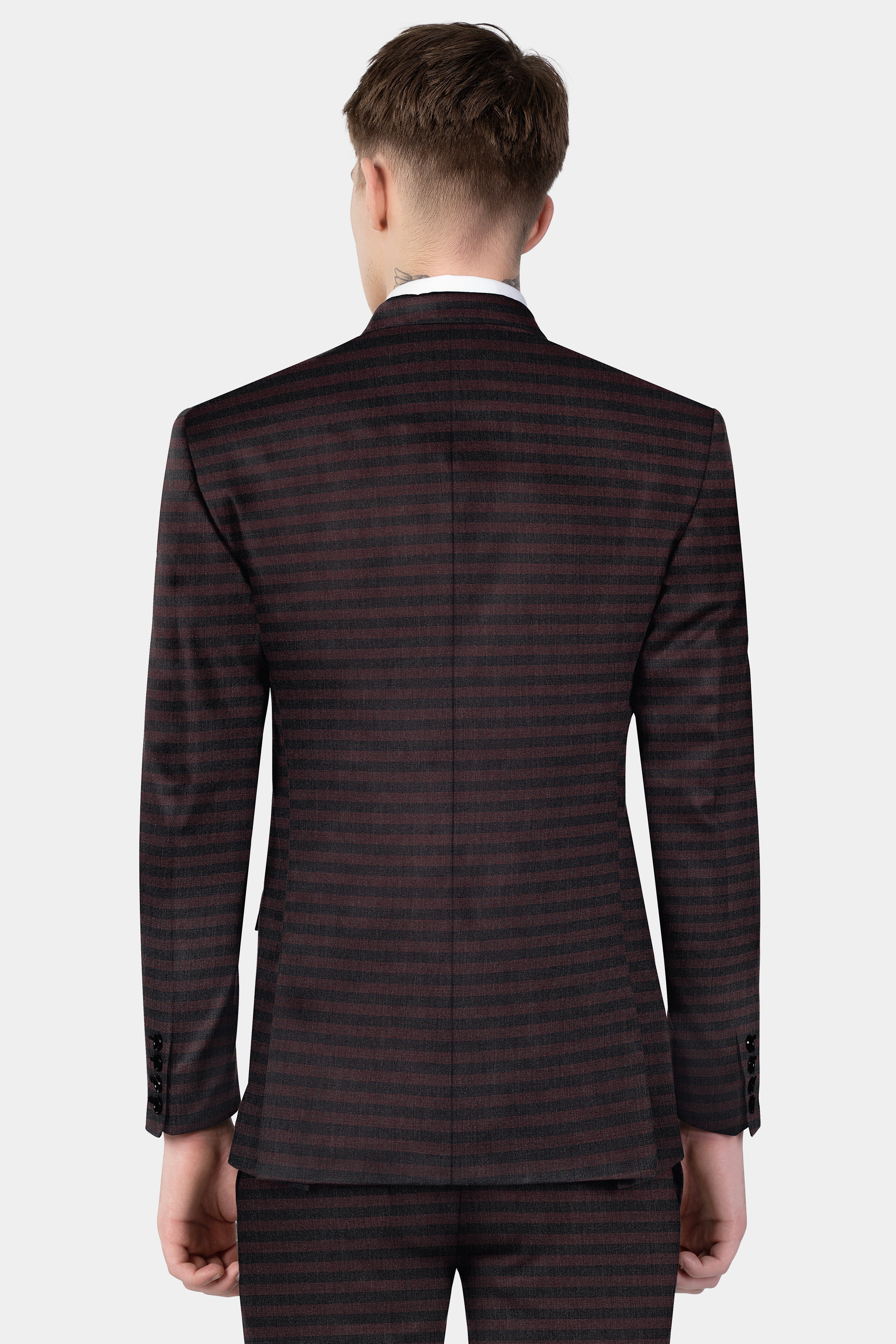 Gondola Brown and Mirage Blue Striped Wool Rich Double Breasted Sports Blazer