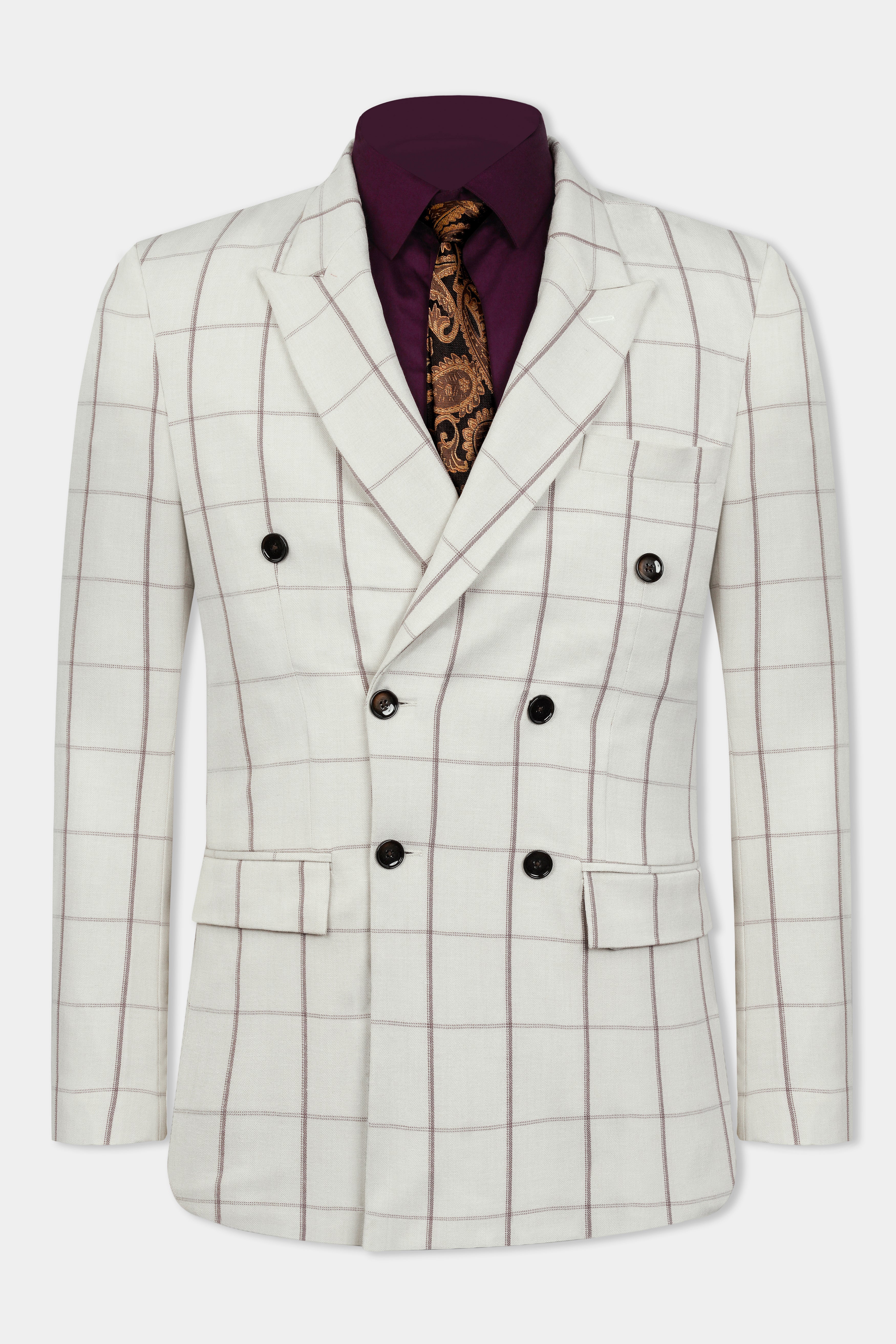 Iron Cream Windowpane Wool Rich Double Breasted Blazer BL3116-DB-36, BL3116-DB-38, BL3116-DB-40, BL3116-DB-42, BL3116-DB-44, BL3116-DB-46, BL3116-DB-48, BL3116-DB-50, BL3116-DB-52, BL3116-DB-54, BL3116-DB-56, BL3116-DB-58, BL3116-DB-60