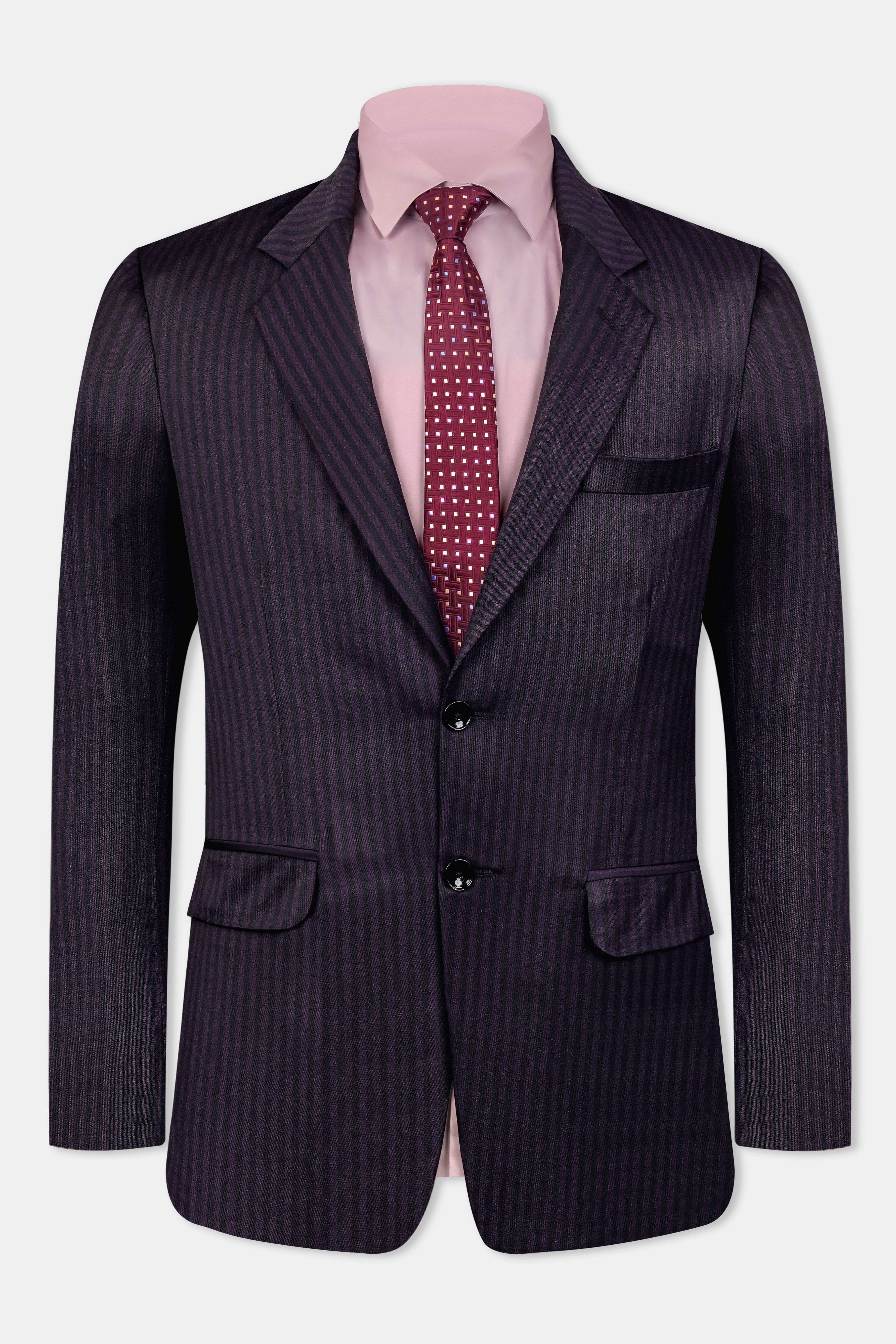 Imperial Purple and Black Striped Wool Rich Blazer BL3119-SB-36, BL3119-SB-38, BL3119-SB-40, BL3119-SB-42, BL3119-SB-44, BL3119-SB-46, BL3119-SB-48, BL3119-SB-50, BL3119-SB-52, BL3119-SB-54, BL3119-SB-56, BL3119-SB-58, BL3119-SB-60