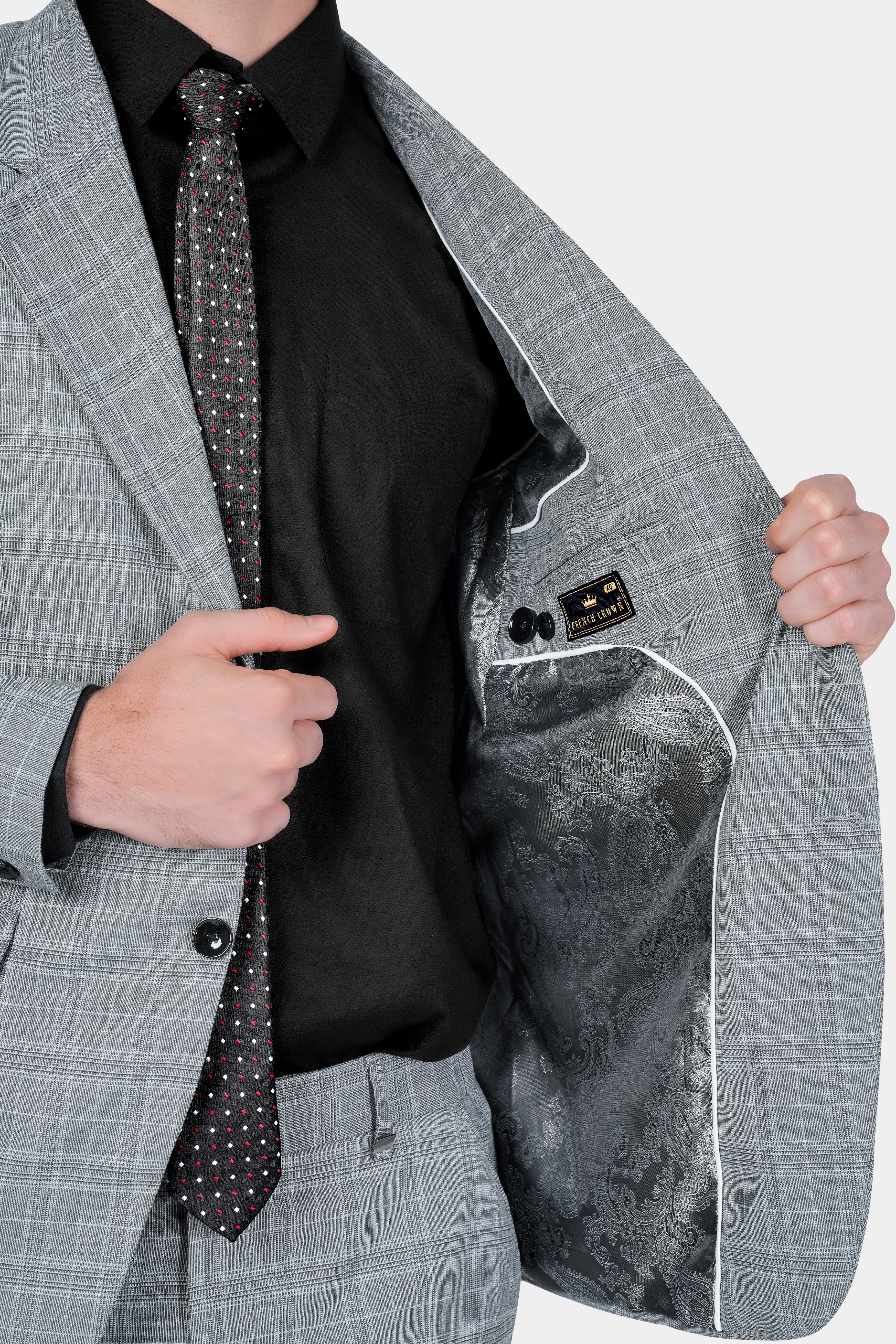 Dawn Gray Plaid Wool Rich Blazer BL3121-SB-36, BL3121-SB-38, BL3121-SB-40, BL3121-SB-42, BL3121-SB-44, BL3121-SB-46, BL3121-SB-48, BL3121-SB-50, BL3121-SB-52, BL3121-SB-54, BL3121-SB-56, BL3121-SB-58, BL3121-SB-60