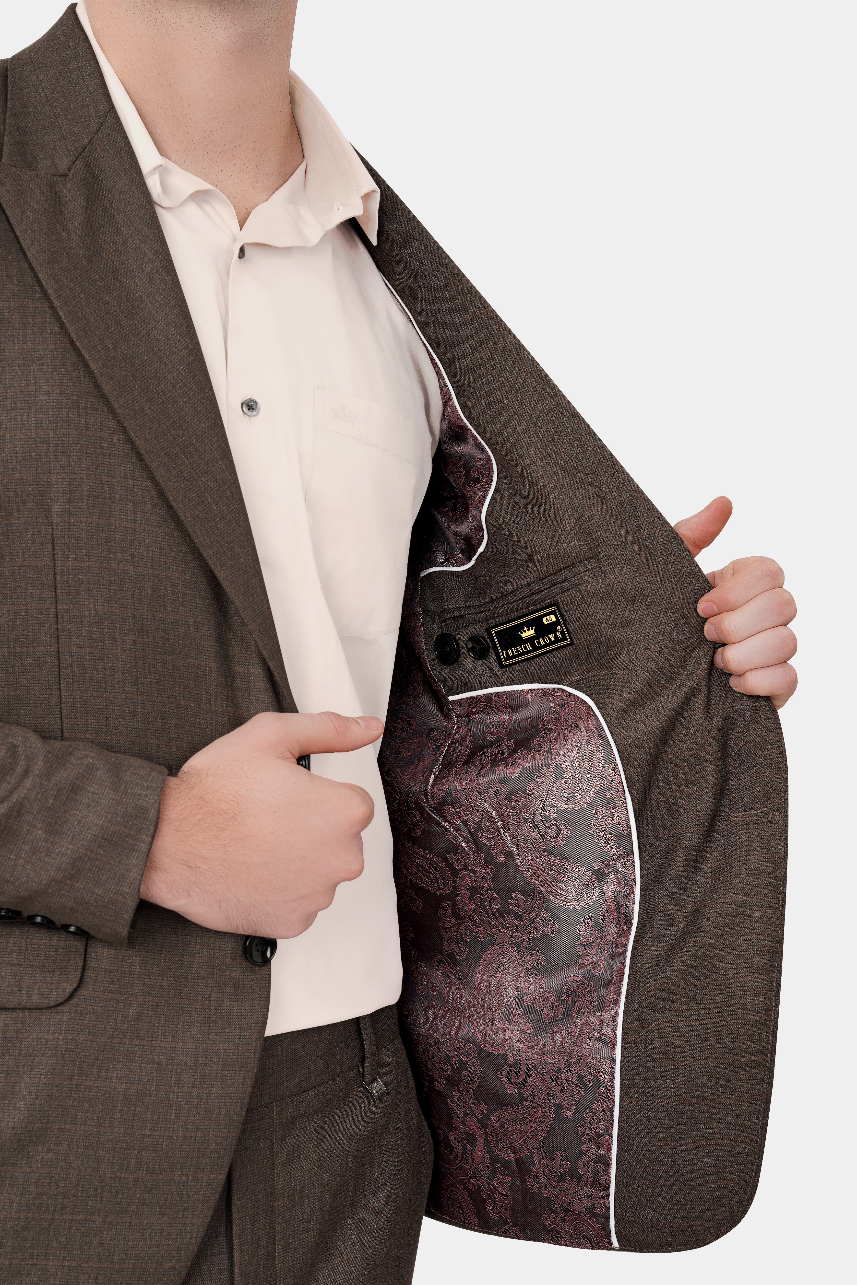 Matterhorn Brown Subtle Checkered Wool Rich Blazer BL3122-SBP-36, BL3122-SBP-38, BL3122-SBP-40, BL3122-SBP-42, BL3122-SBP-44, BL3122-SBP-46, BL3122-SBP-48, BL3122-SBP-50, BL3122-SBP-52, BL3122-SBP-54, BL3122-SBP-56, BL3122-SBP-58, BL3122-SBP-60