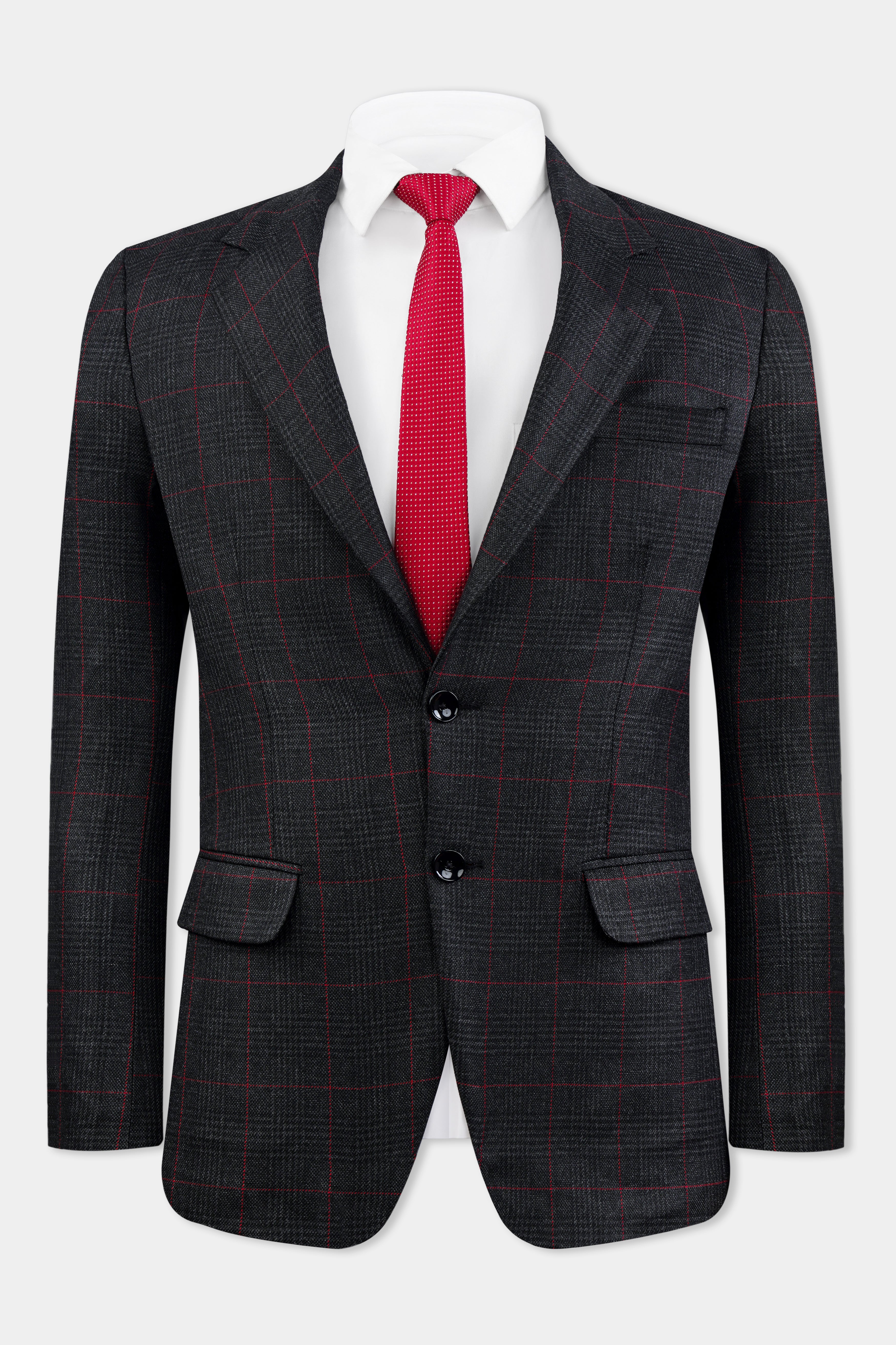Bunker Black and Maple Red Windowpane Tweed Blazer BL3124-SB-36, BL3124-SB-38, BL3124-SB-40, BL3124-SB-42, BL3124-SB-44, BL3124-SB-46, BL3124-SB-48, BL3124-SB-50, BL3124-SB-52, BL3124-SB-54, BL3124-SB-56, BL3124-SB-58, BL3124-SB-60