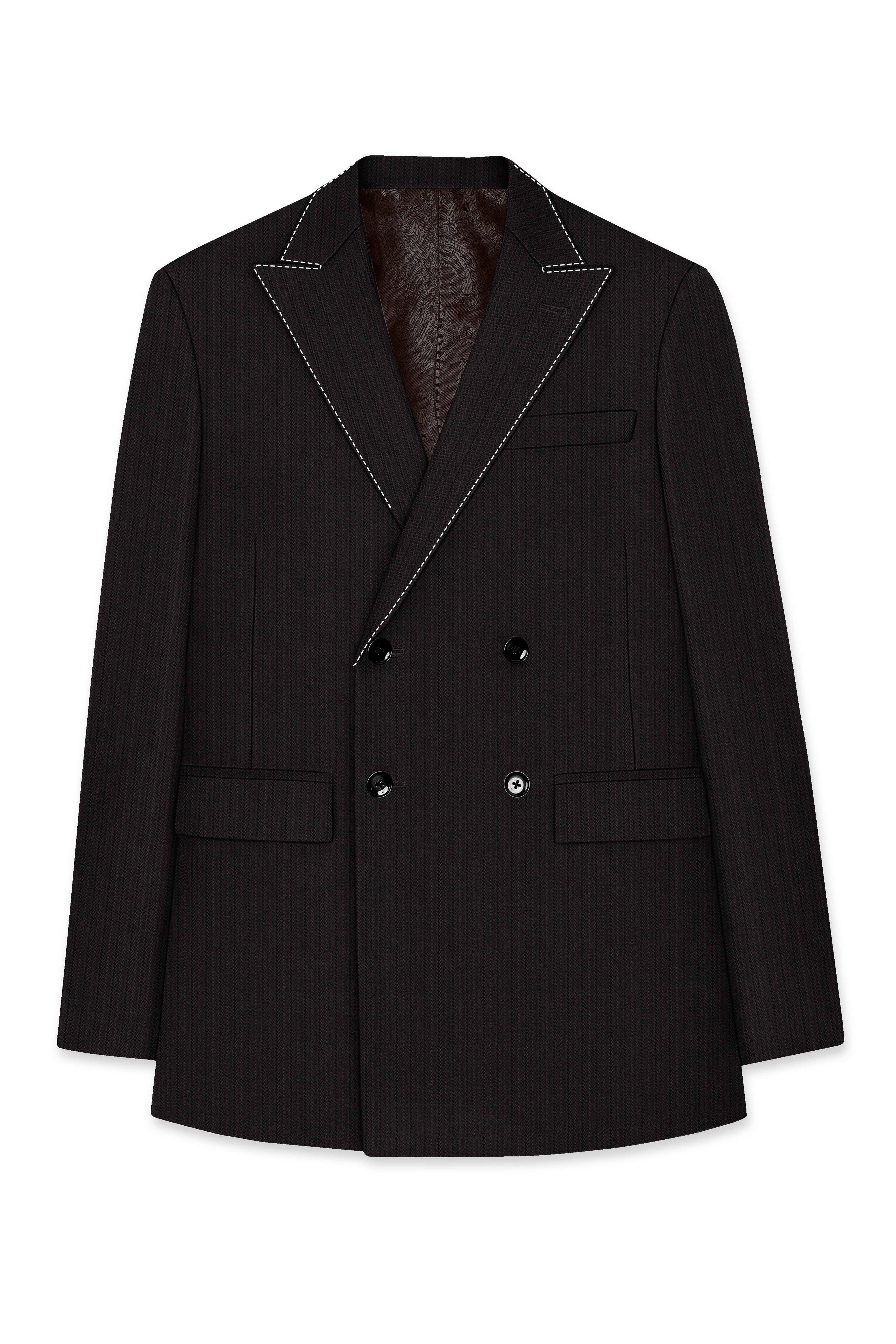 Iridium Gray Hand Stitched Lapels Wool Rich Double Breasted Designer Blazer