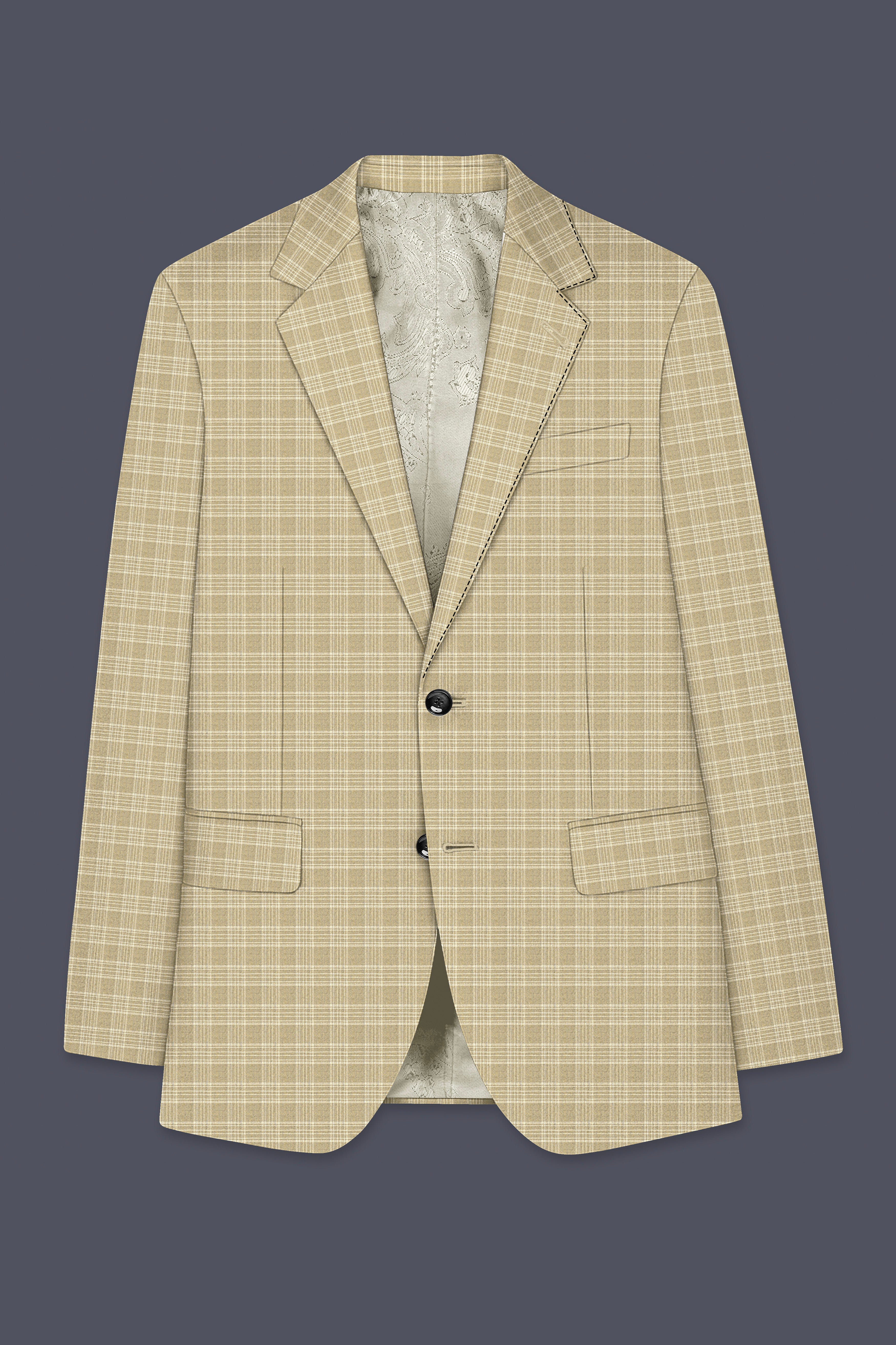 Oyster Brown Plaid Wool Rich Blazer