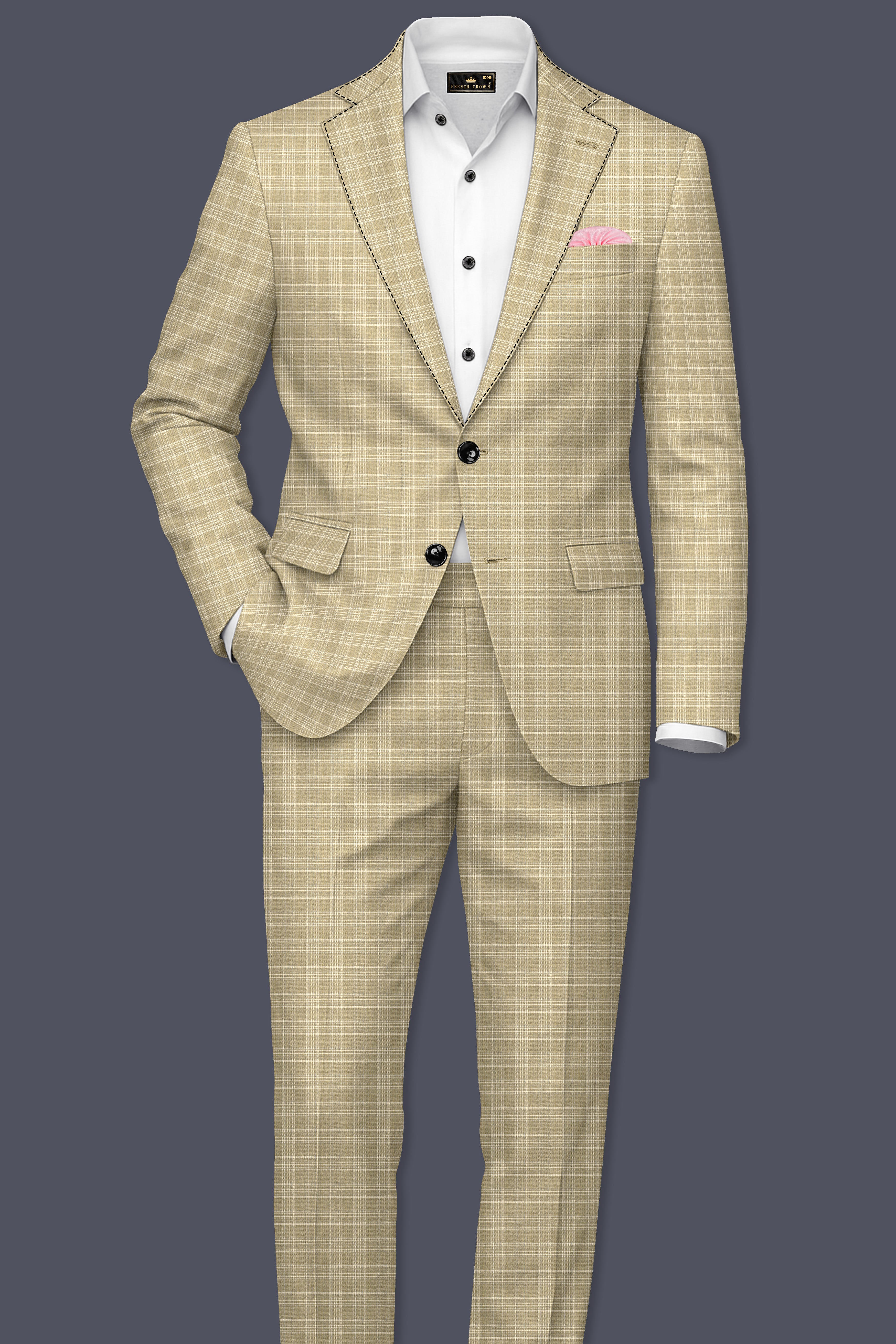 Oyster Brown Plaid Wool Rich Blazer