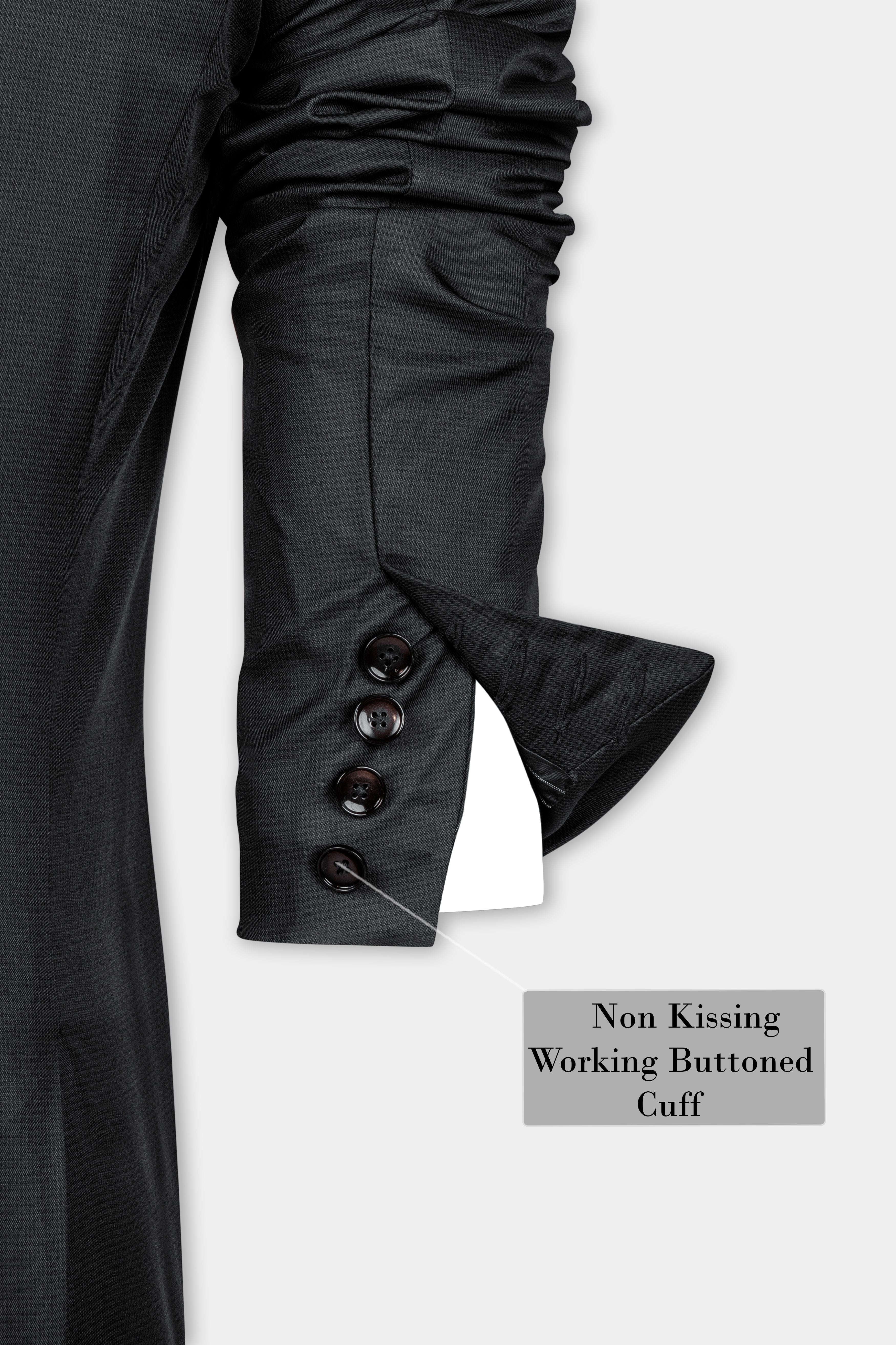 Vulcan Black Wool Rich Double Breasted Blazer