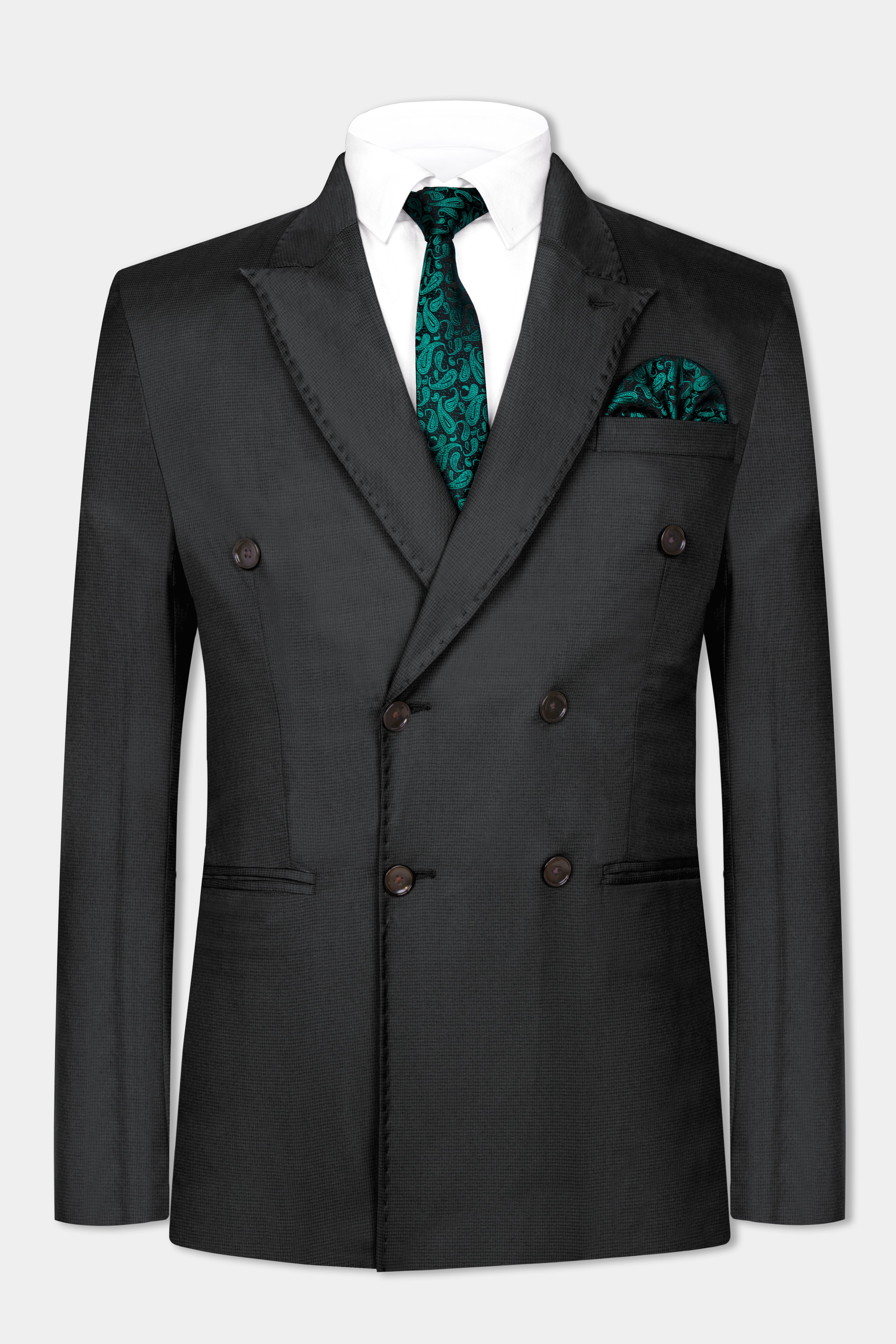 Vulcan Black Wool Rich Double Breasted Blazer