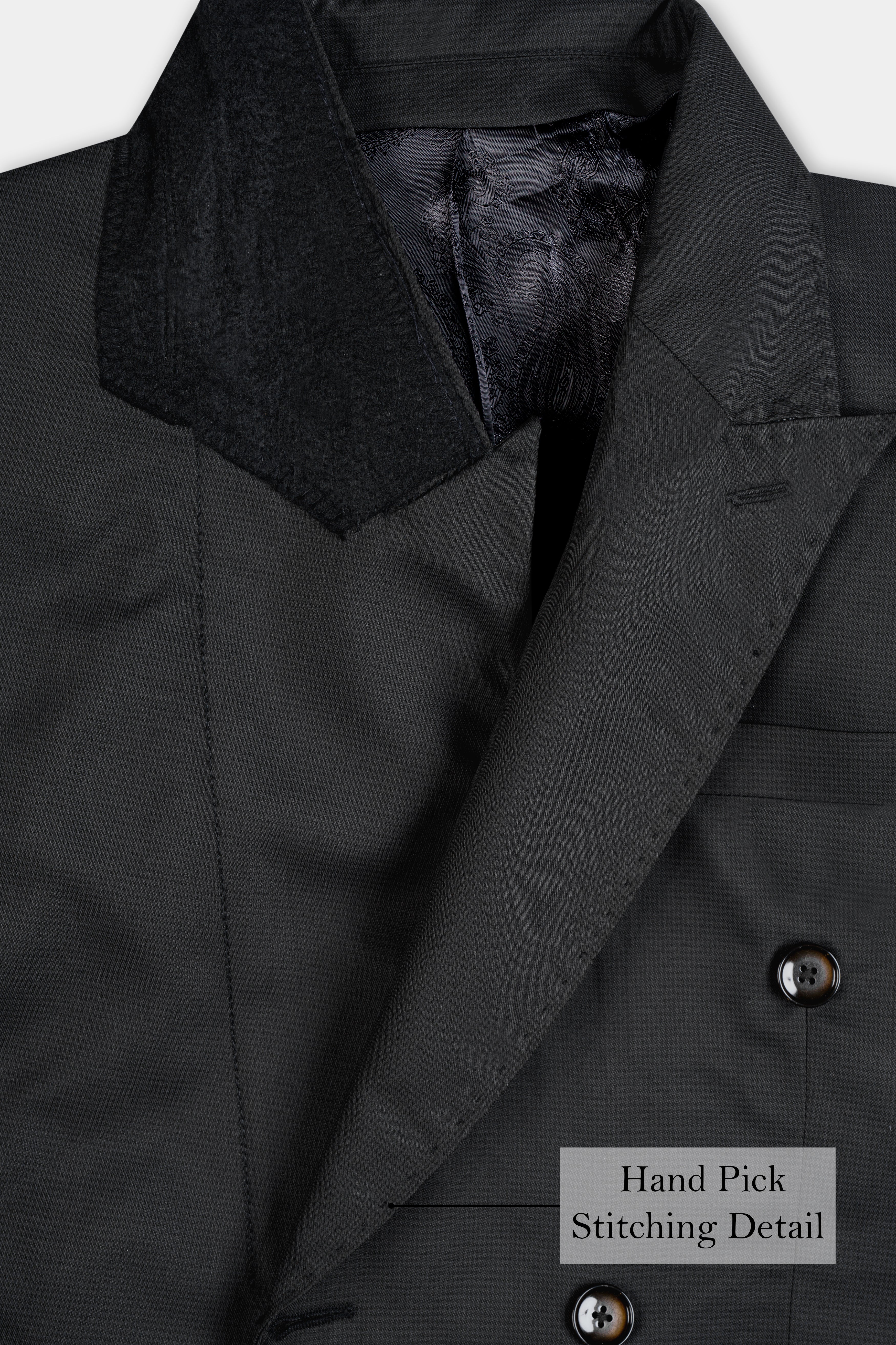 Vulcan Black Wool Rich Double Breasted Blazer