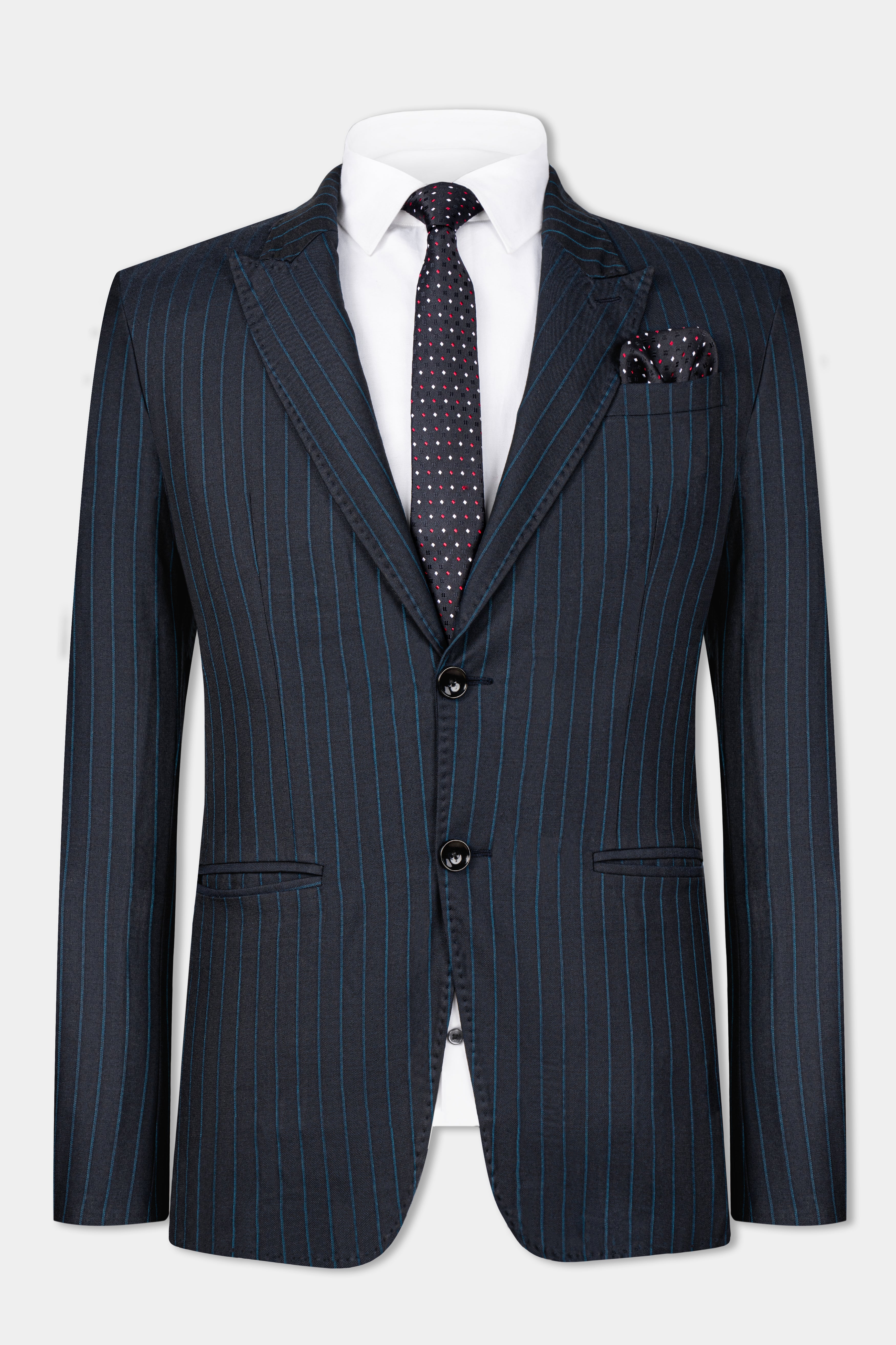 Firefly Blue Striped Wool Rich Blazer