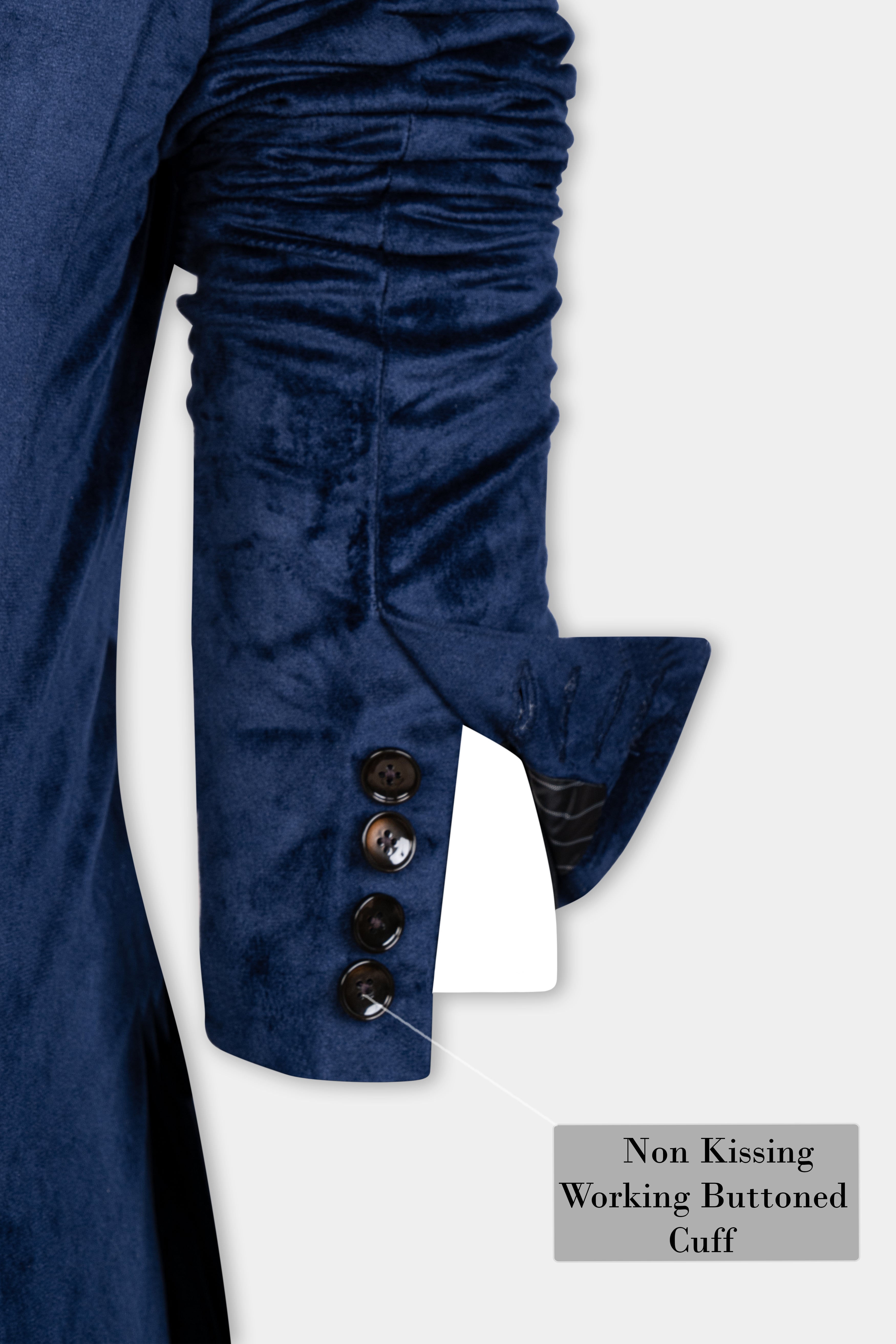 Downriver Blue and Green Velvet Designer Blazer with Belt Closure