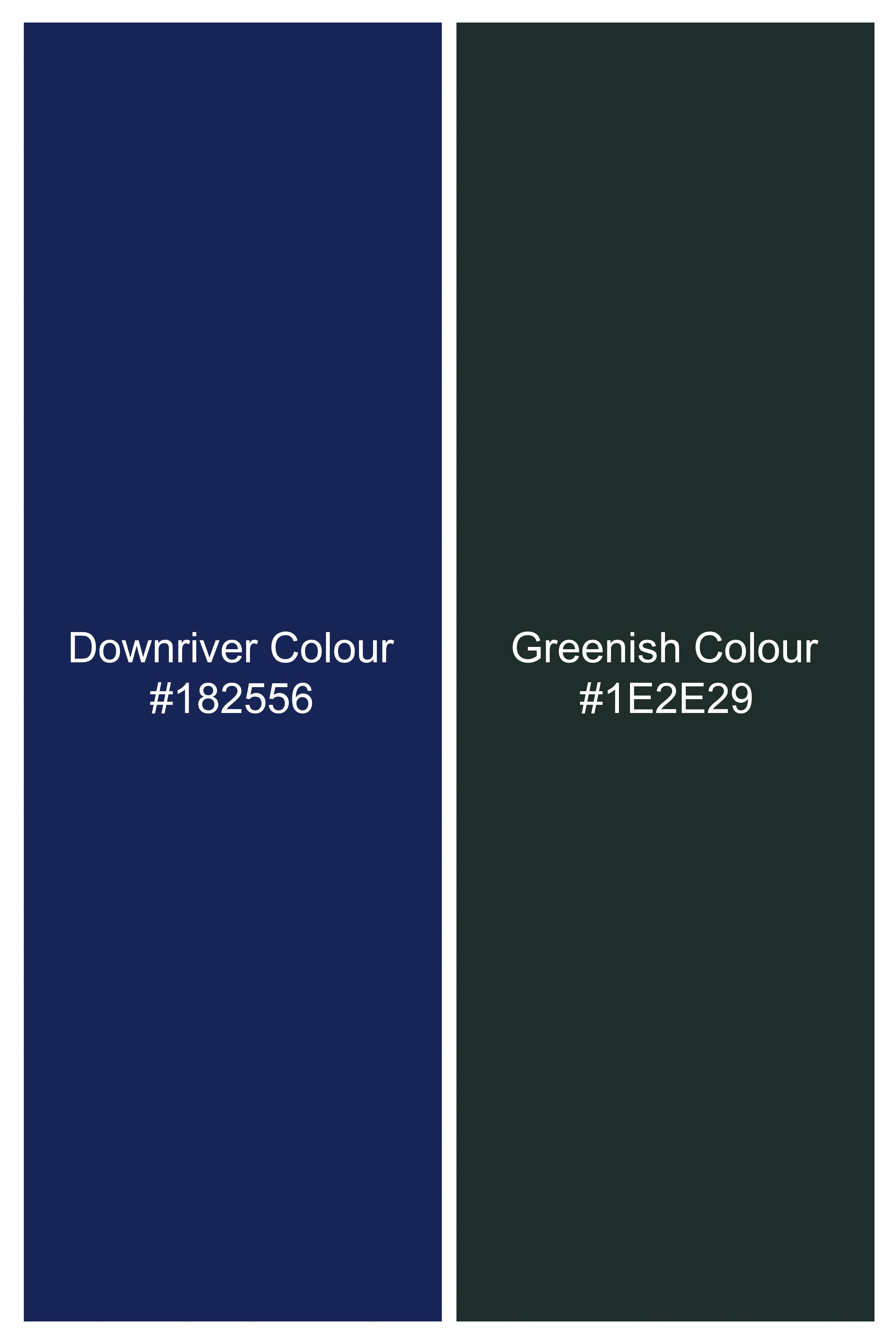 Downriver Blue and Green Velvet Designer Blazer with Belt Closure