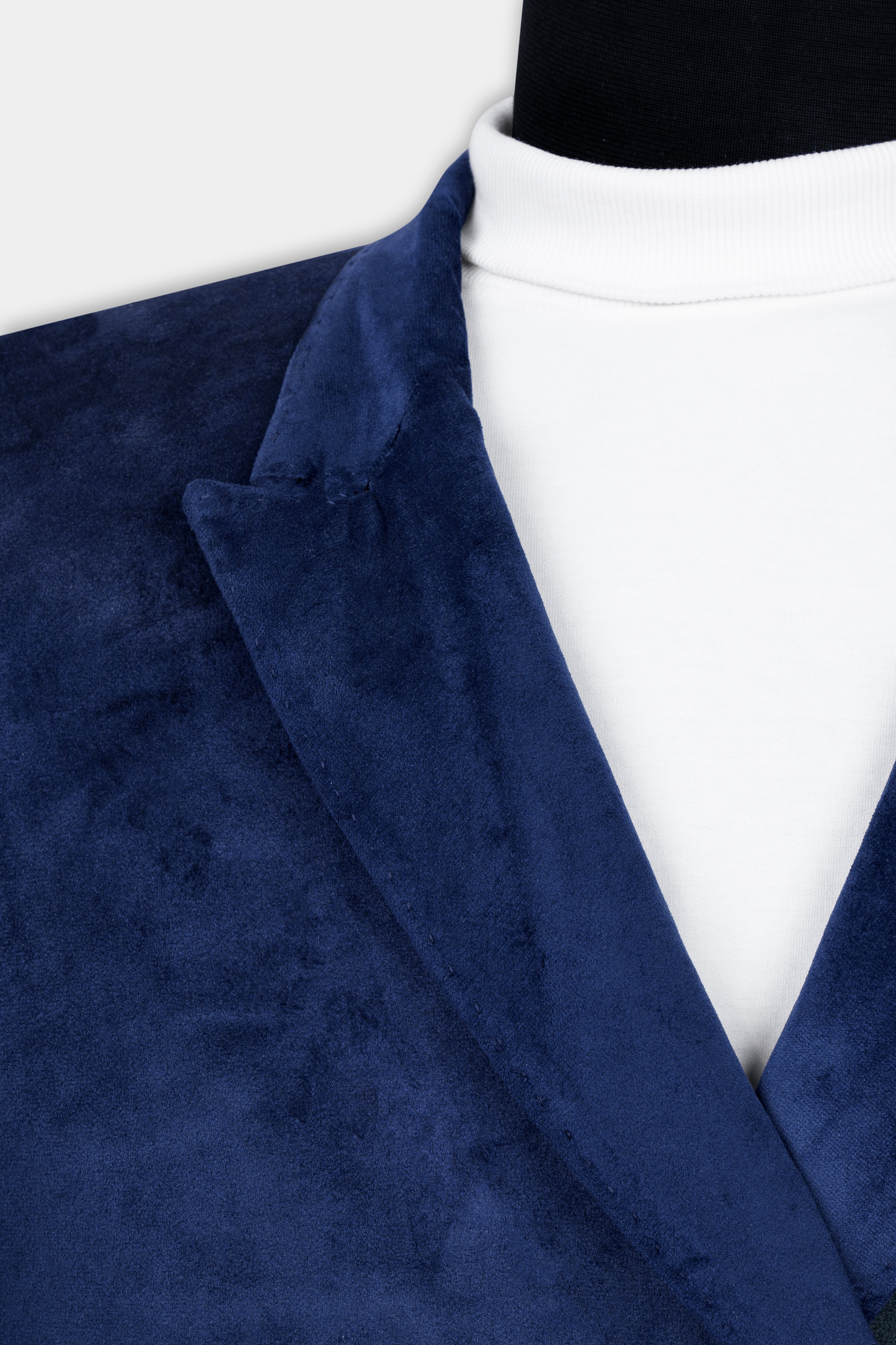 Downriver Blue and Green Velvet Designer Blazer with Belt Closure