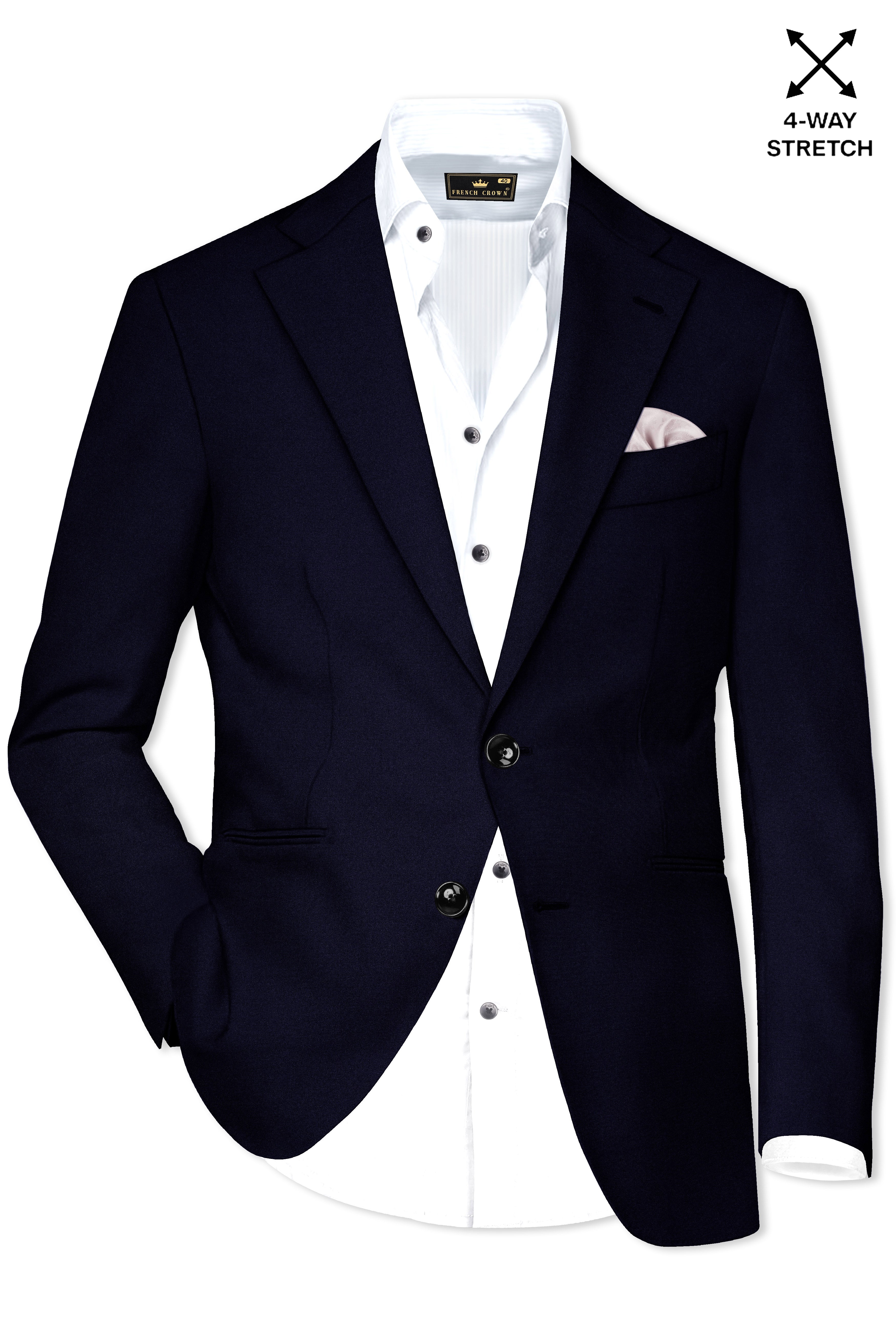Vistaro-Korean Blue (The Best Blue We Have) 4-Way Stretch Wool Rich Slight Stretch Blazer