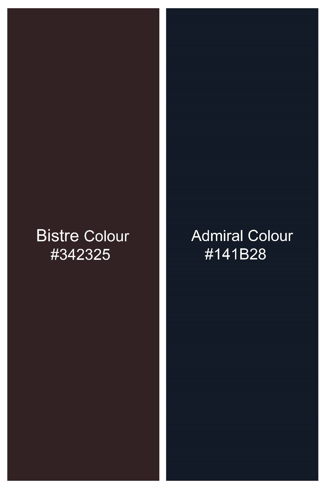 Bistre Brown and Admiral Blue Striped Wool Rich Double Breasted Blazer