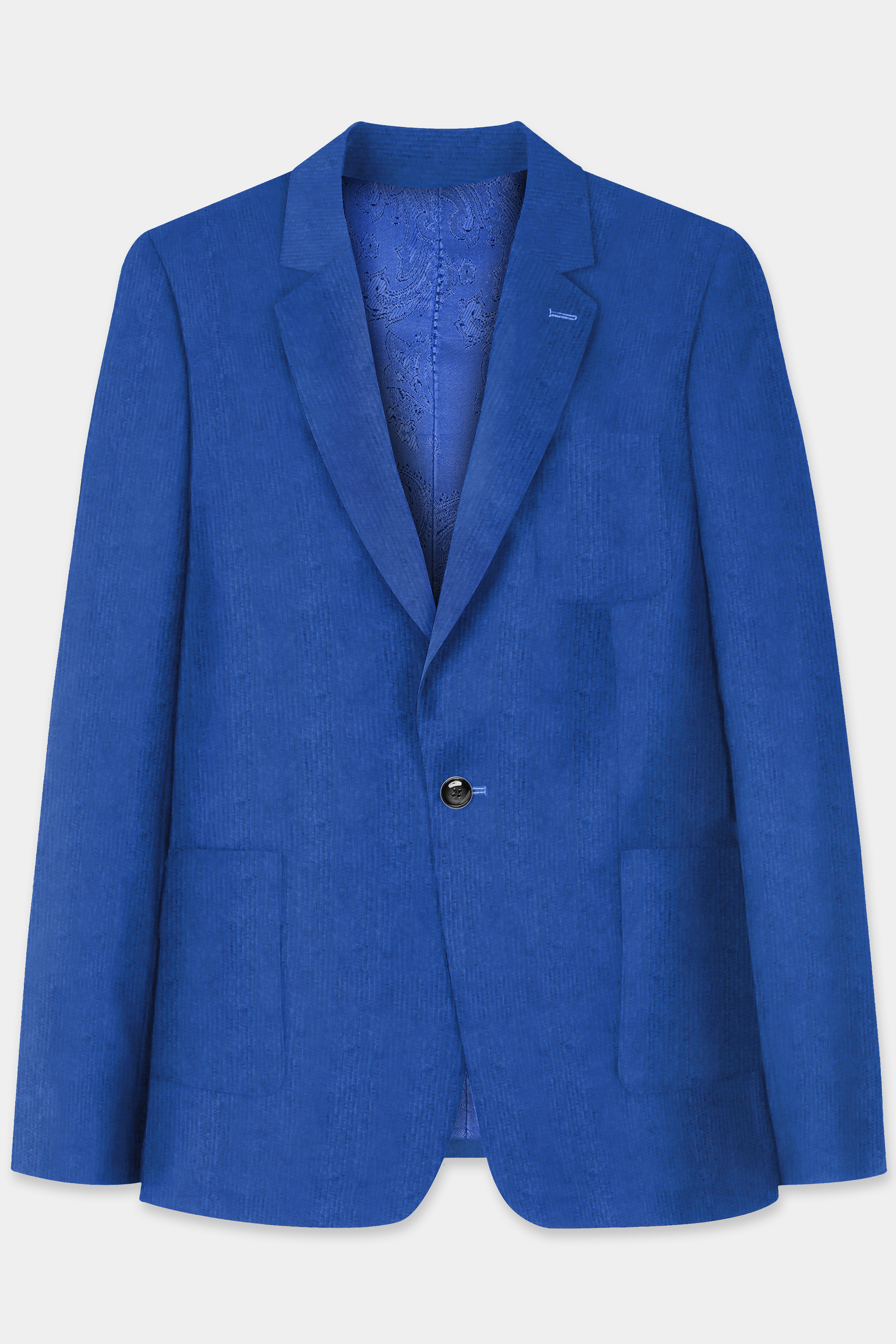Cobalt Blue Corduroy Premium Single Breasted Sports Blazer