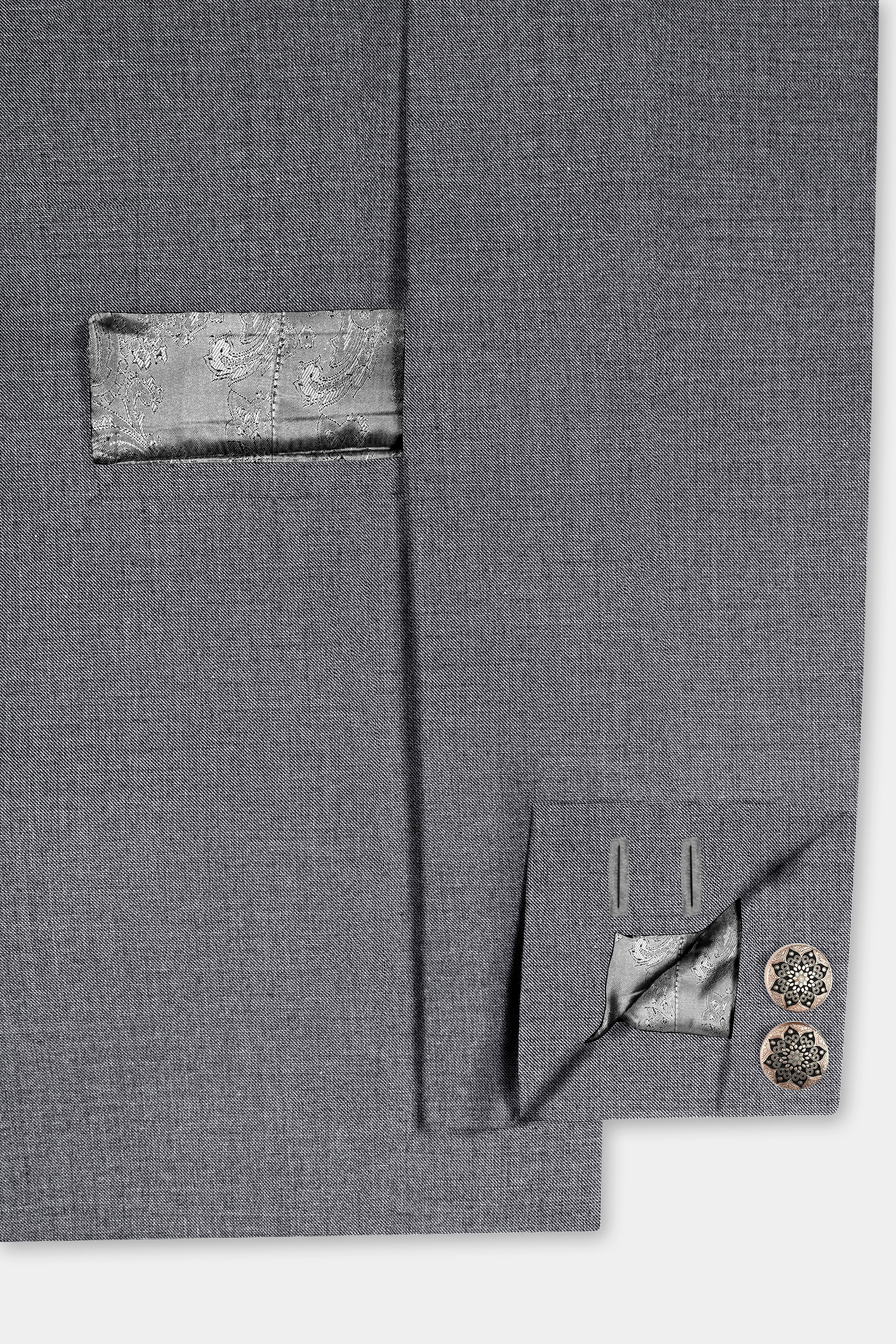 Vampire Gray Textured Wool Rich Bandhgala Blazer