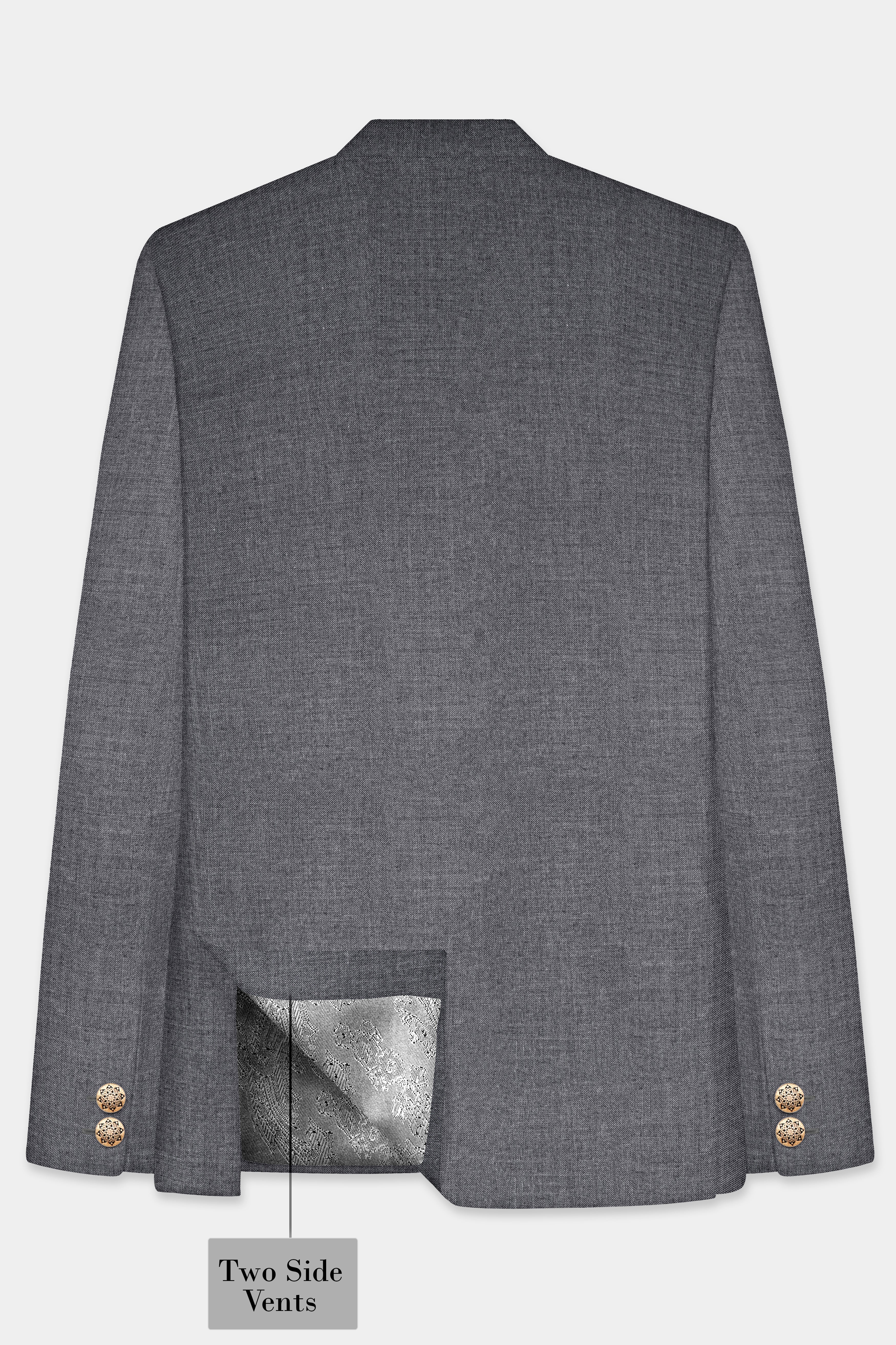 Vampire Gray Textured Wool Rich Bandhgala Blazer