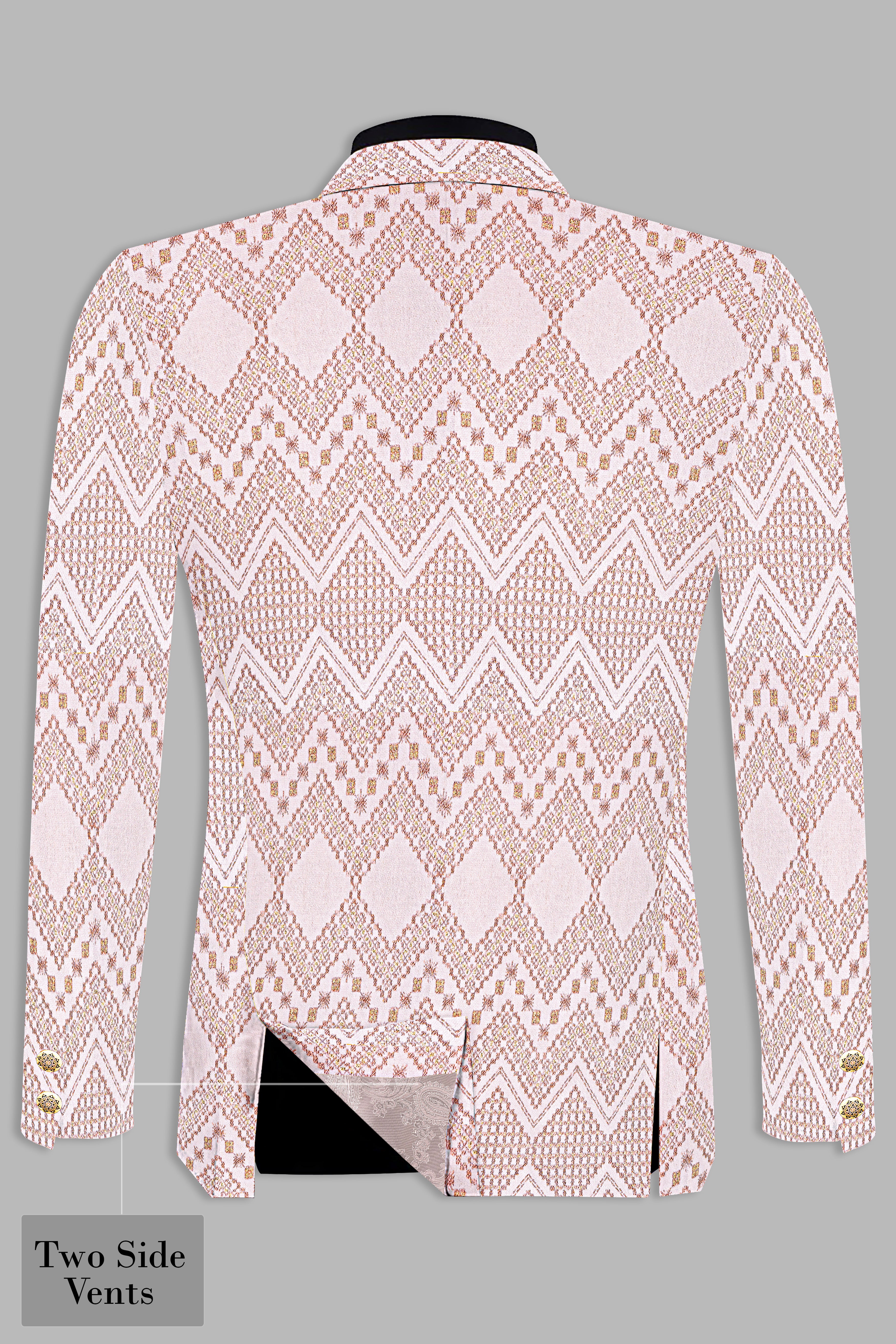 Blossom Pink Thread and Chevron Sequin Embroidered Cross Buttoned Bandhgala Jodhpuri BL3486-CBG-36, BL3486-CBG-38, BL3486-CBG-40, BL3486-CBG-42, BL3486-CBG-44, BL3486-CBG-46, BL3486-CBG-48, BL3486-CBG-50, BL3486-CBG-52, BL3486-CBG-54, BL3486-CBG-56, BL3486-CBG-58, BL3486-CBG-60