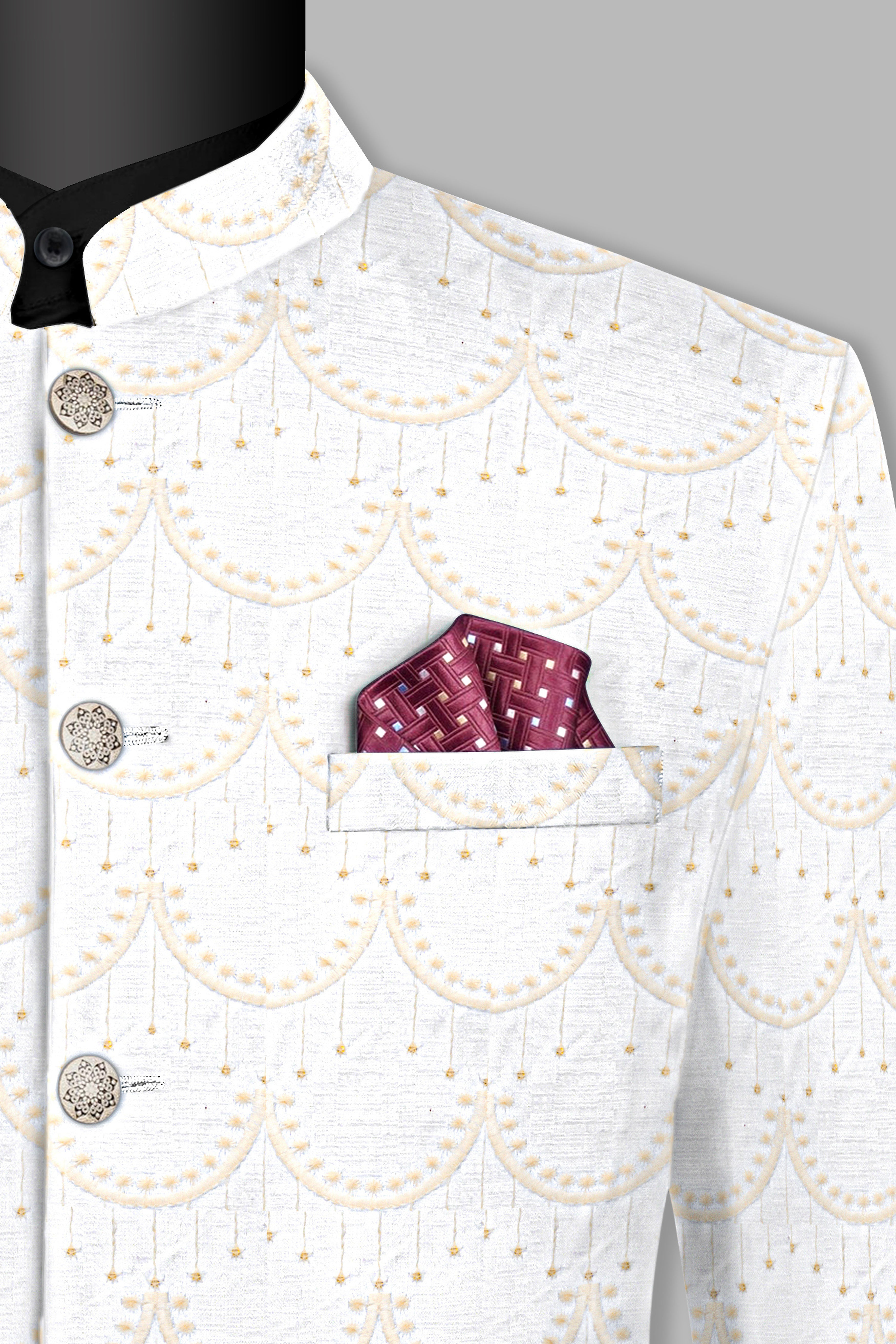 Sand Cream Sequin and Thread Embroidered Bandhgala Jodhpuri BL3539-BG-36, BL3539-BG-38, BL3539-BG-40, BL3539-BG-42, BL3539-BG-44, BL3539-BG-46, BL3539-BG-48, BL3539-BG-50, BL3539-BG-52, BL3539-BG-54, BL3539-BG-56, BL3539-BG-58, BL3539-BG-60