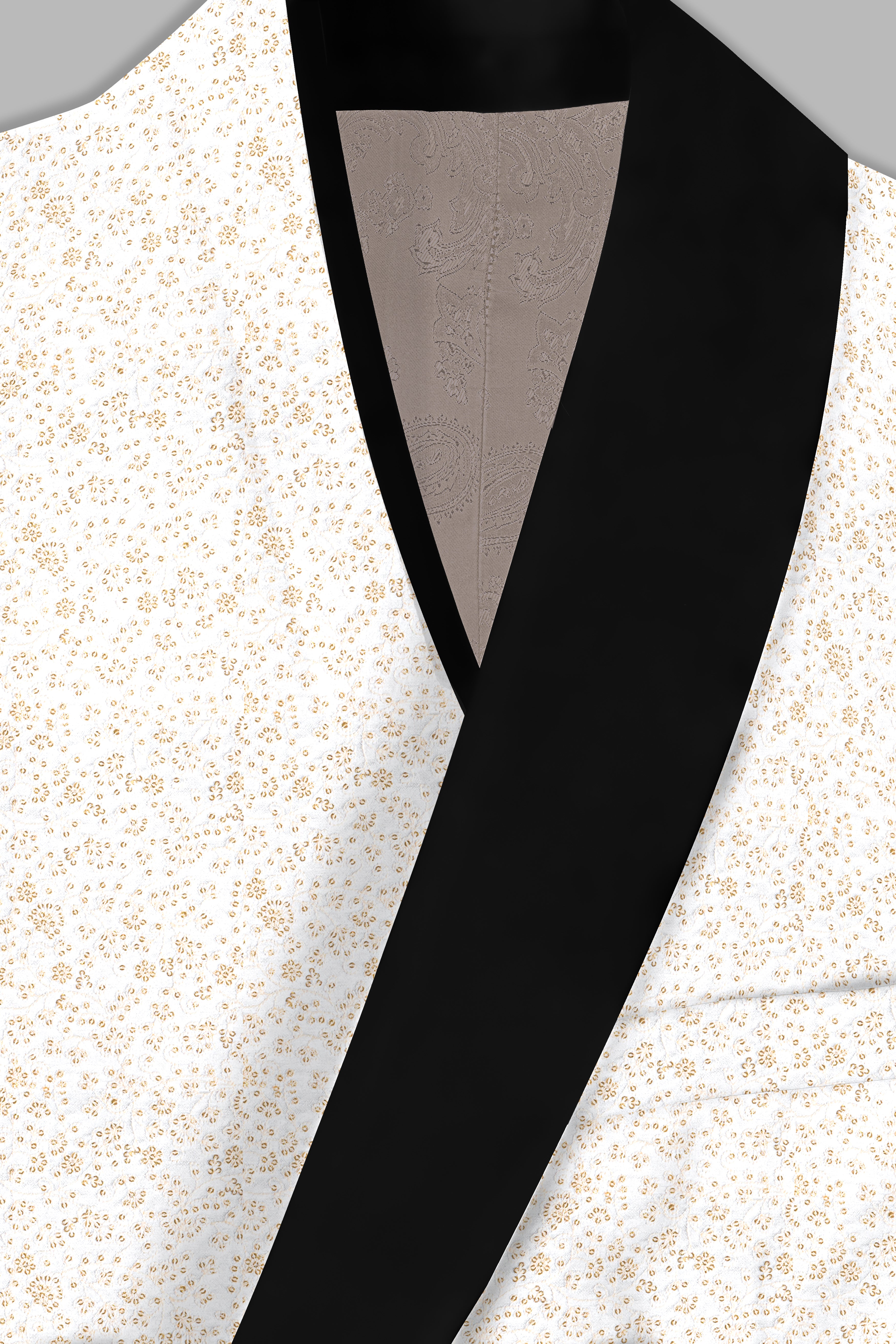 Bright White and Merino Cream Sequin Embroidered Tuxedo Blazer BL3683-BKL-36, BL3683-BKL-38, BL3683-BKL-40, BL3683-BKL-42, BL3683-BKL-44, BL3683-BKL-46, BL3683-BKL-48, BL3683-BKL-50, BL3683-BKL-52, BL3683-BKL-54, BL3683-BKL-56, BL3683-BKL-58, BL3683-BKL-60