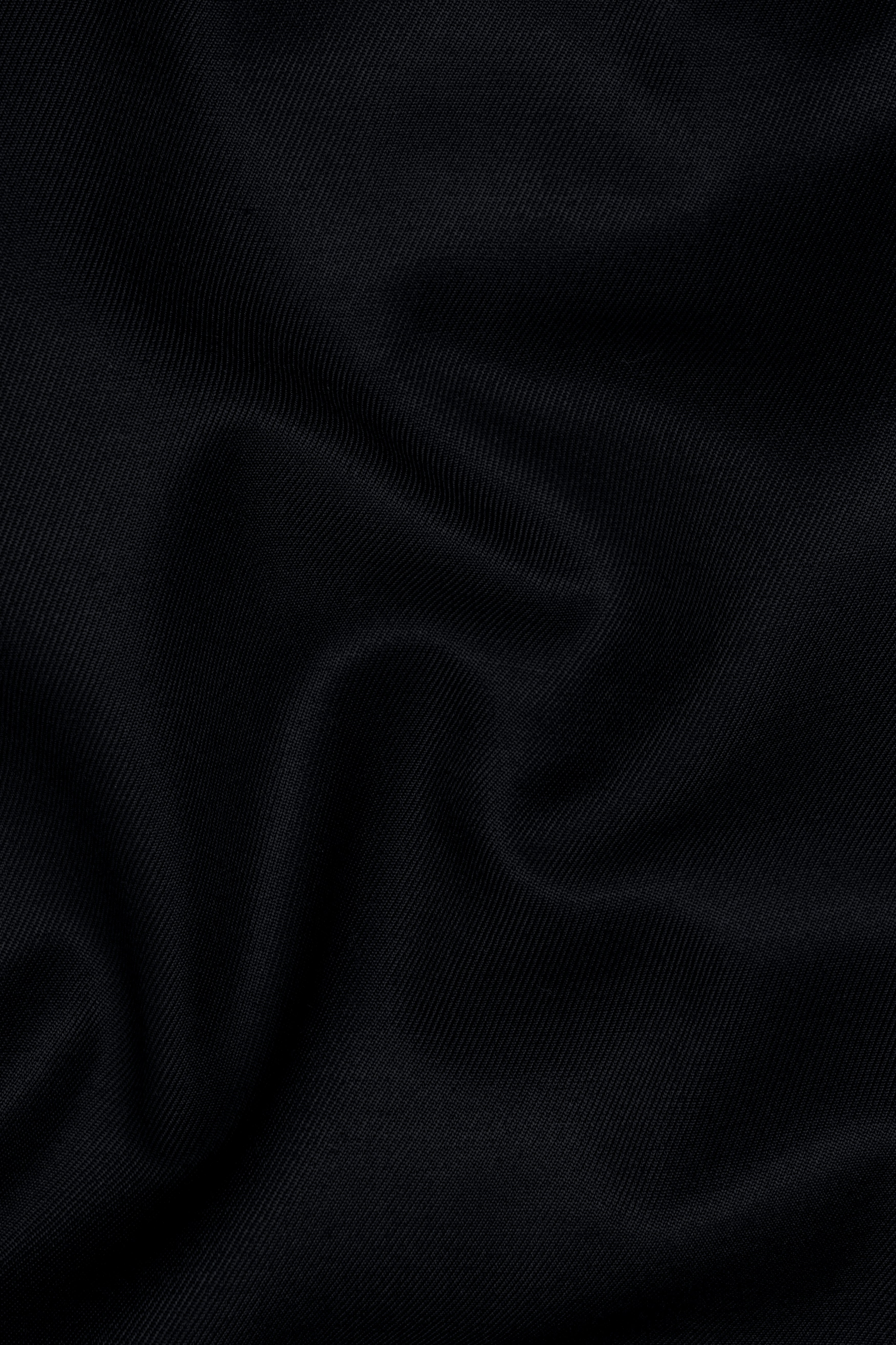 Jade Black Plain Solid Wool Blend Cross Placket Bandhgala Blazer