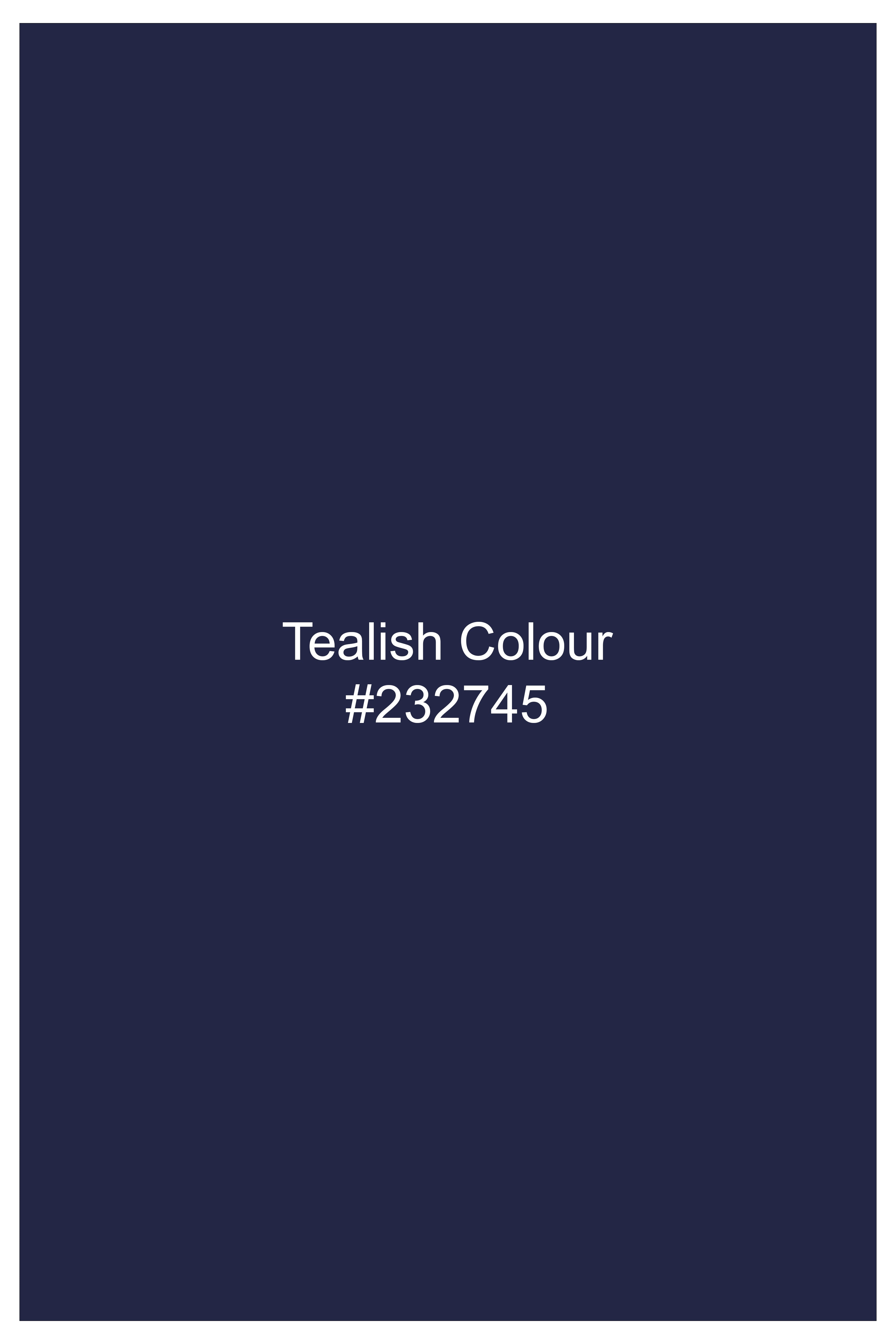 Tealish Blue Plain Solid Wool Blend Double Breasted Blazer