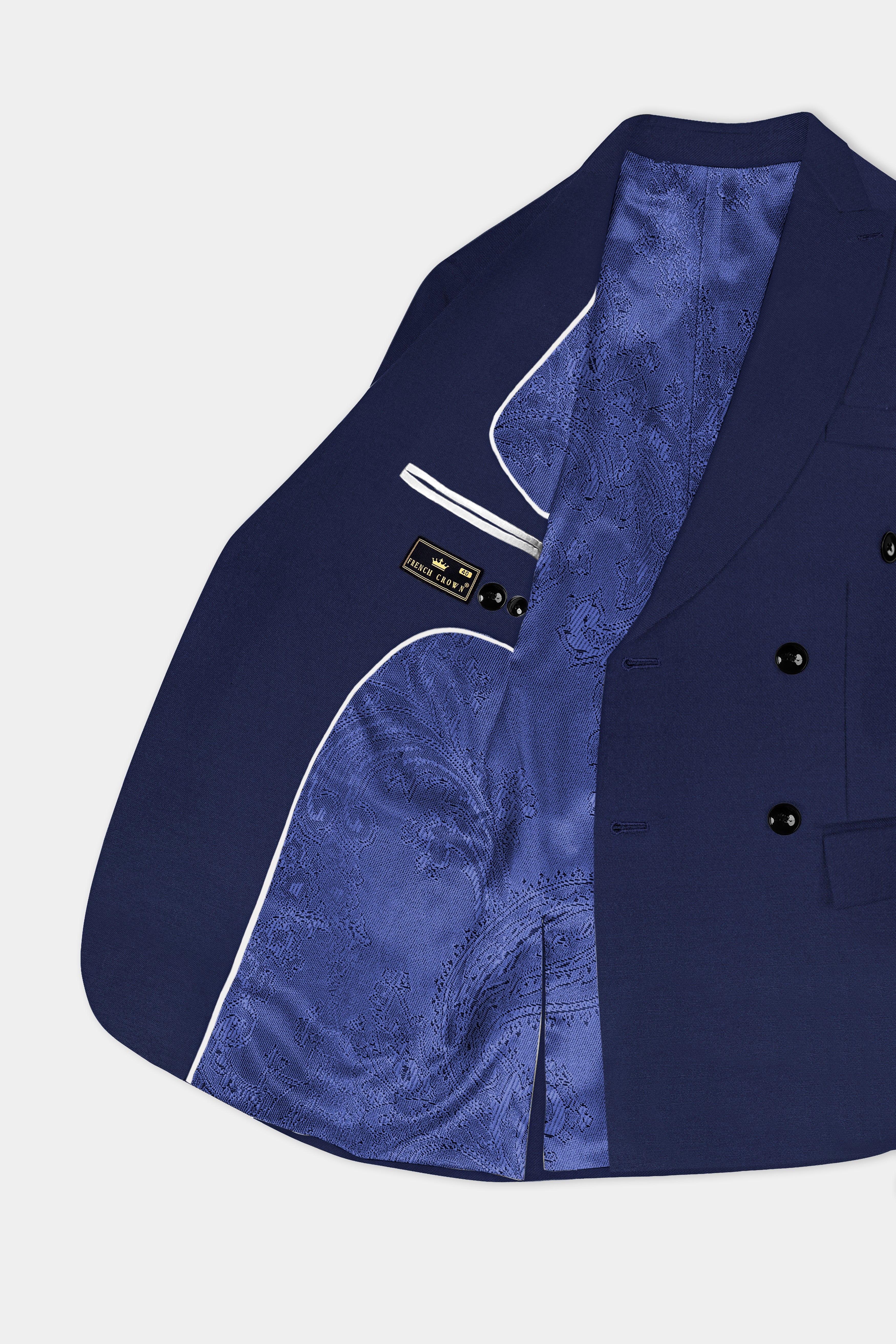 Tealish Blue Plain Solid Wool Blend Double Breasted Blazer