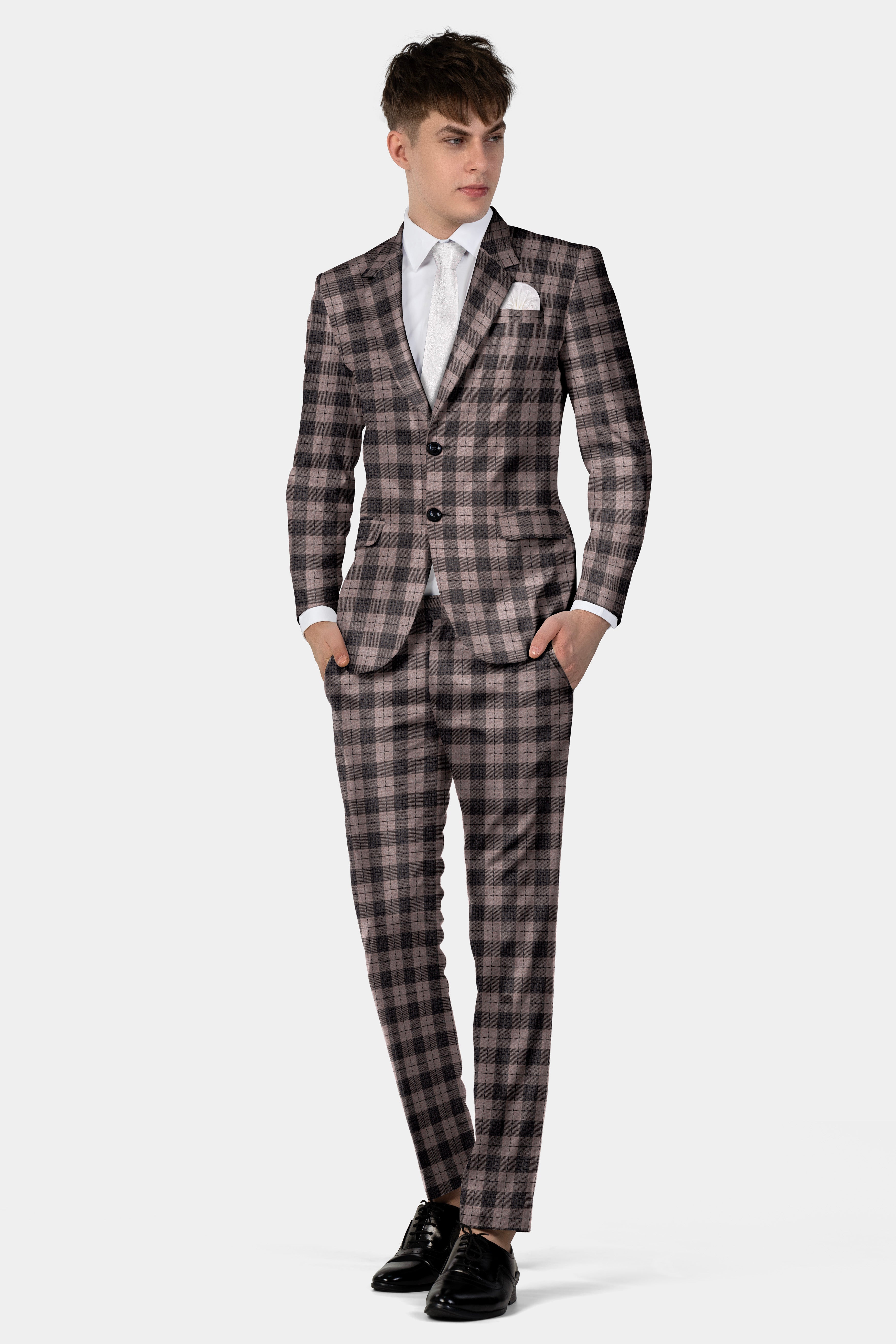 Vampire Brown Checks Plaid Tweed Blazer