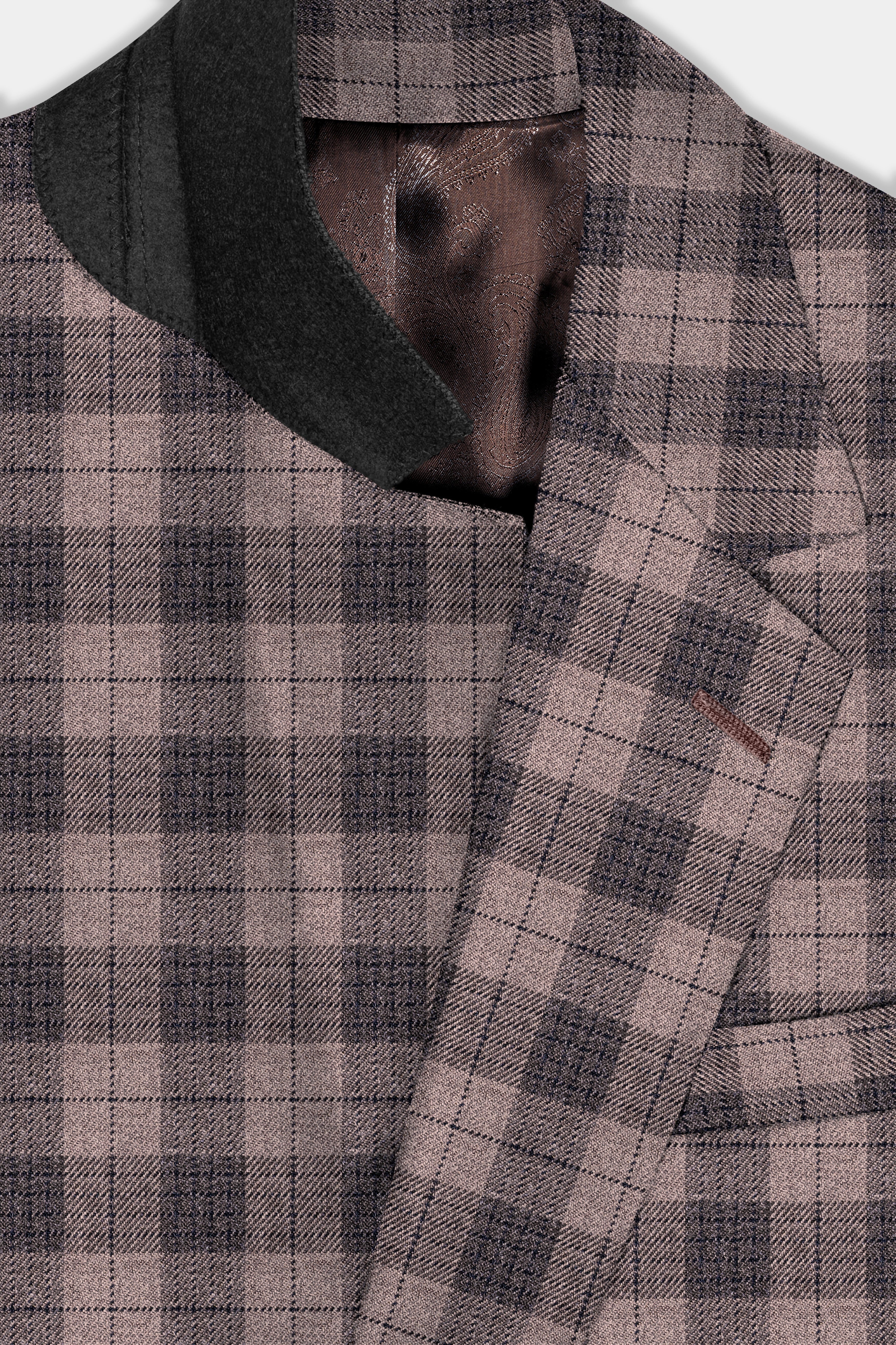 Vampire Brown Checks Plaid Tweed Blazer